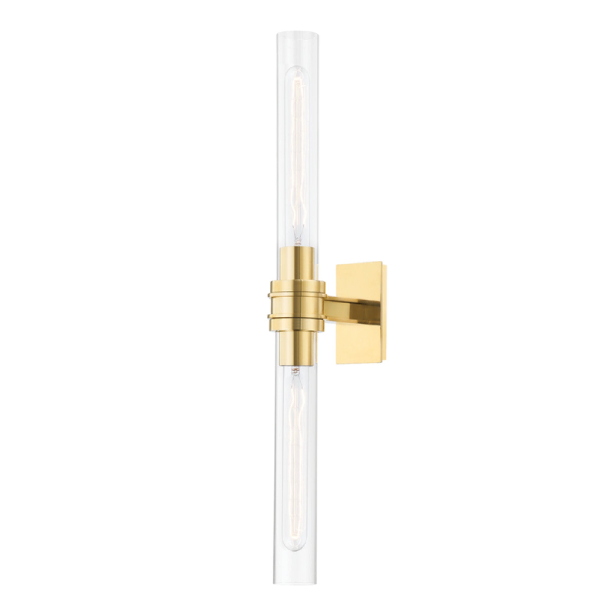 Oakfield 2-Light Wall Sconce in Aged Brass 2.75L x 2.75W x 24H