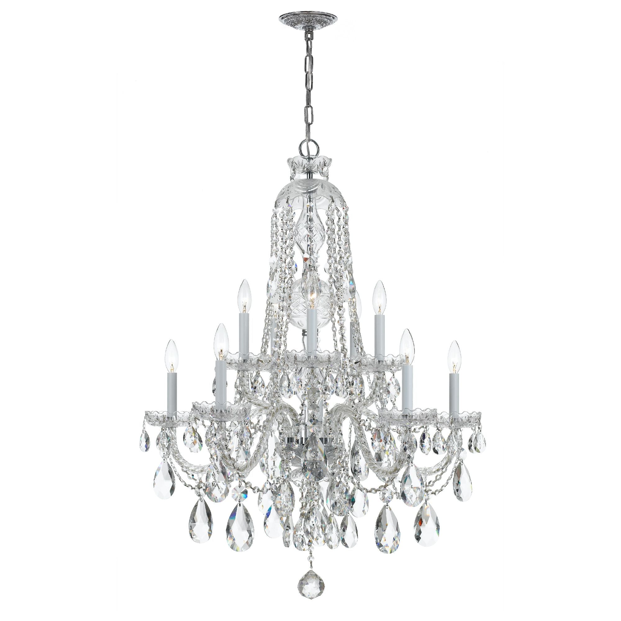 Traditional Crystal 32'' Hand Cut Crystal Polished Chrome Chandelier Silver 32"W x 36"H x 32"D