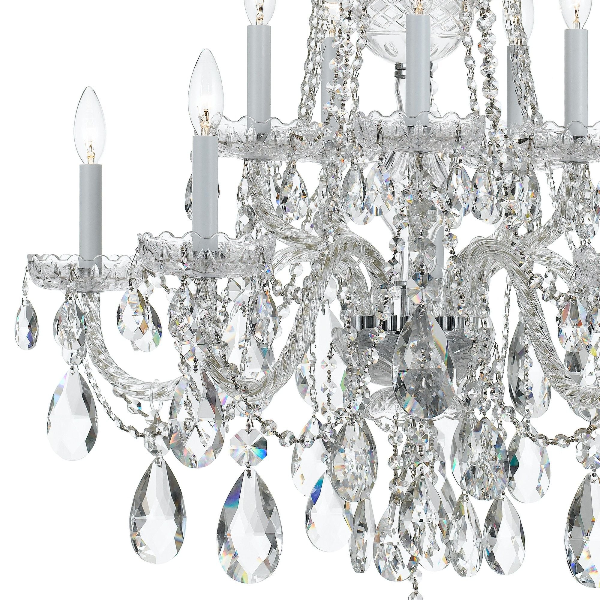 Traditional Crystal 32'' Hand Cut Crystal Polished Chrome Chandelier Silver 32"W x 36"H x 32"D