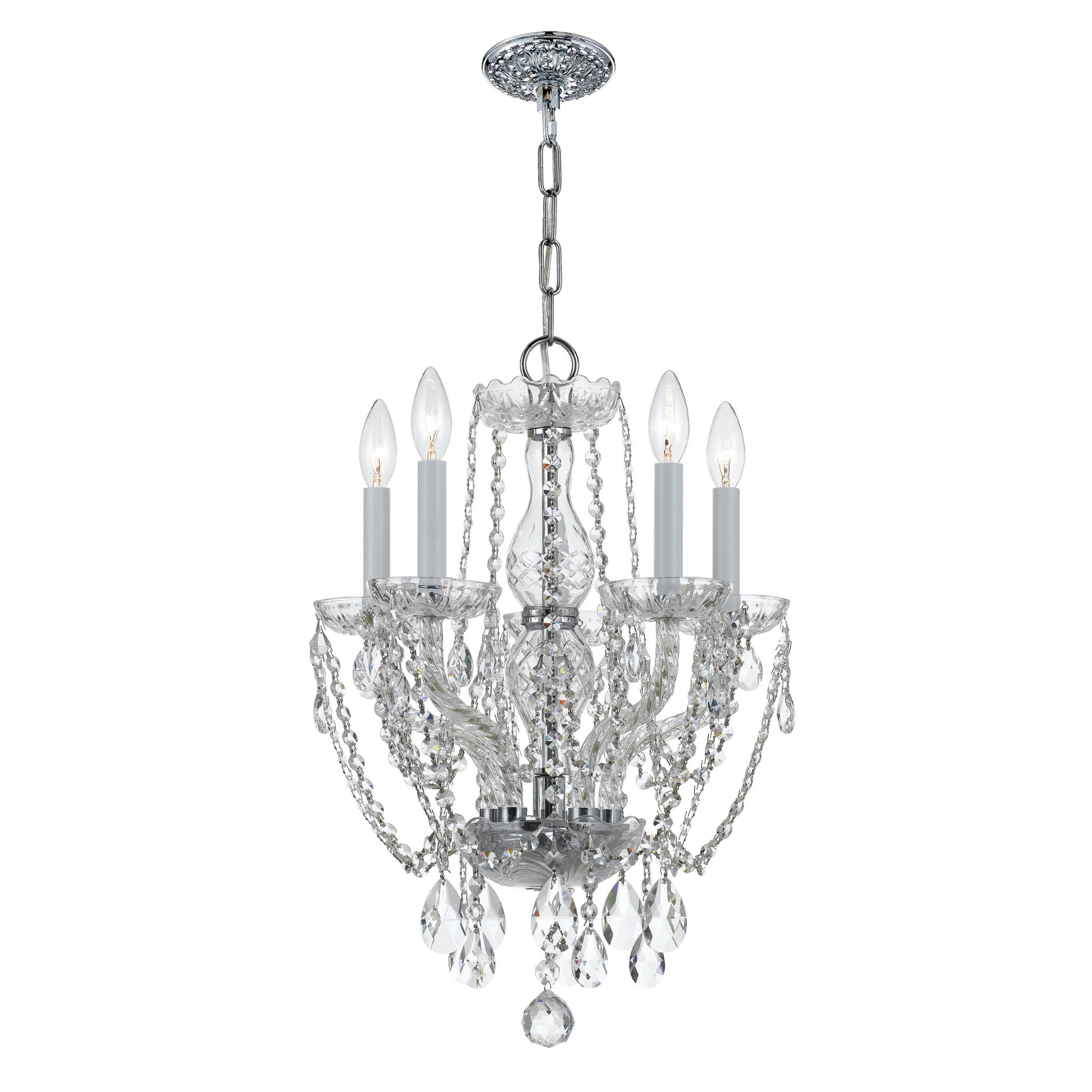 Traditional Crystal 14'' Hand Cut Crystal Polished Chrome Chandelier Silver 14"W x 20"H x 14"D