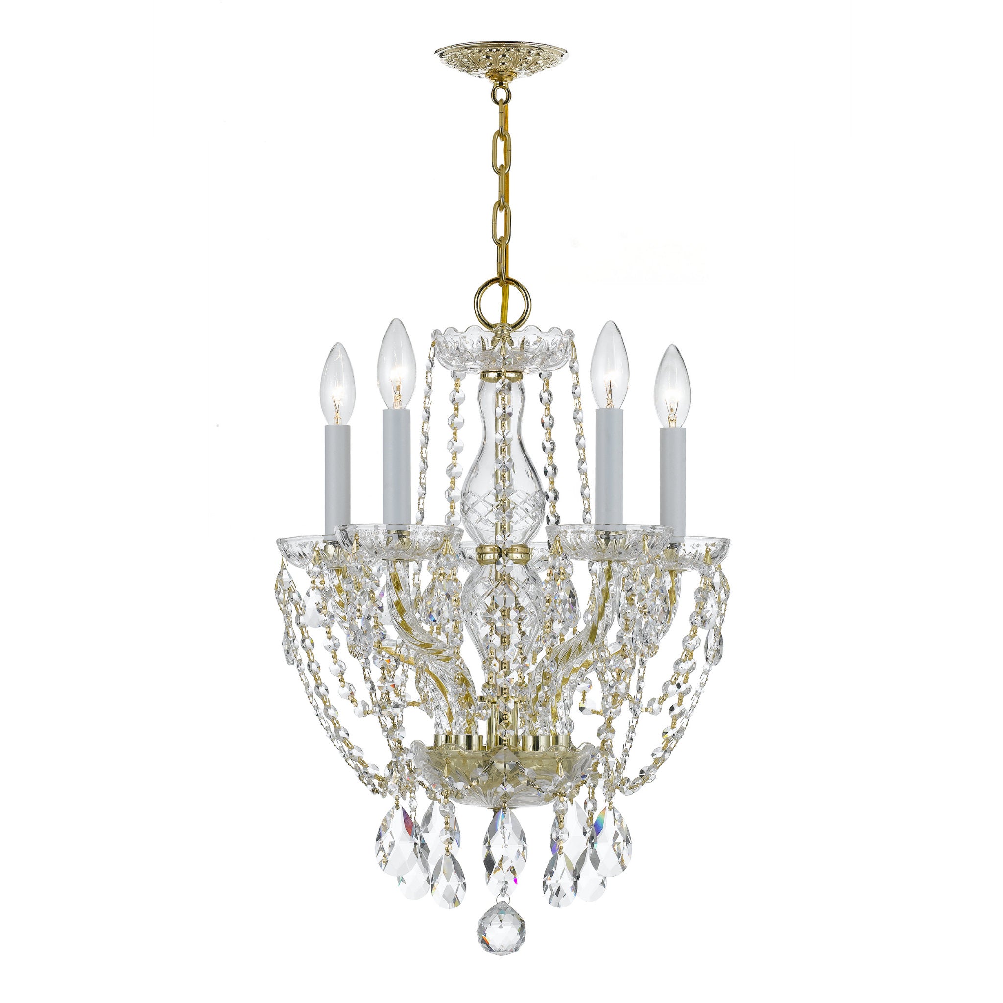 Traditional Crystal 14'' Hand Cut Crystal Polished Brass Chandelier Gold 14"W x 20"H x 14"D