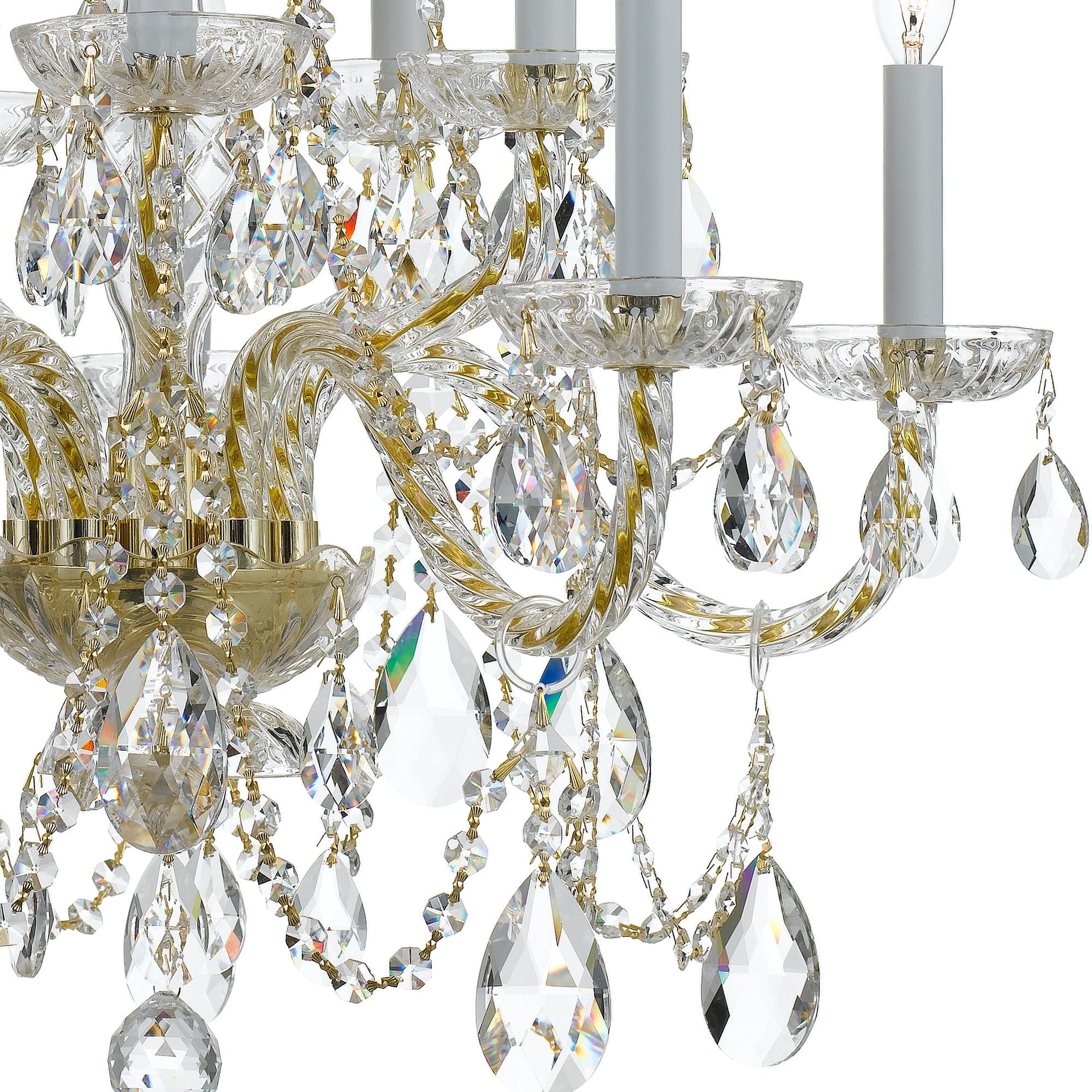 Traditional Crystal 10 Light Hand Cut Crystal Polished Brass Chandelier Hand Cut Crystal 26"W x 26"H x 26"D