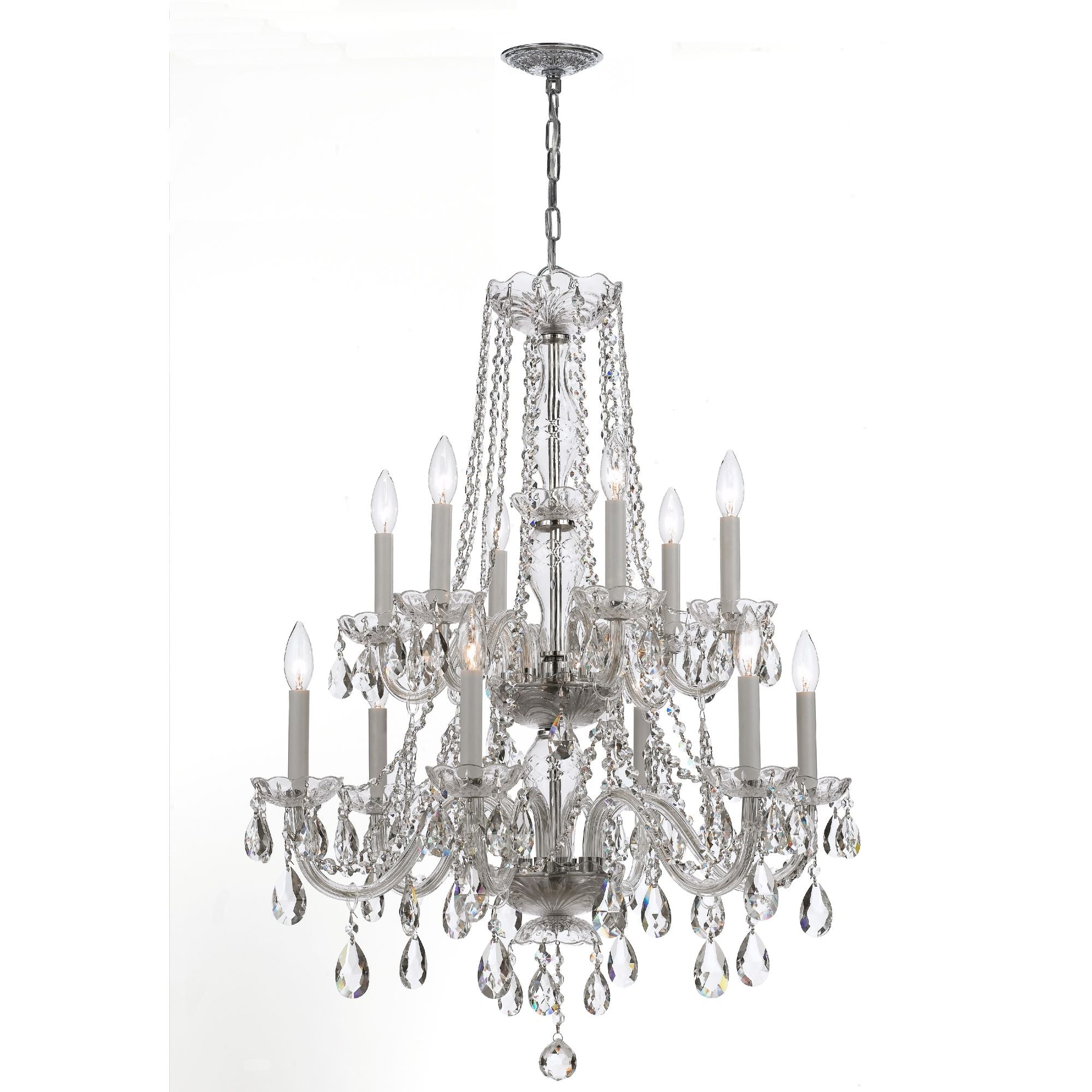Traditional Crystal 26.5'' Hand Cut Crystal Polished Chrome Chandelier Silver 26.5"W x 34.75"H x 26.5"D
