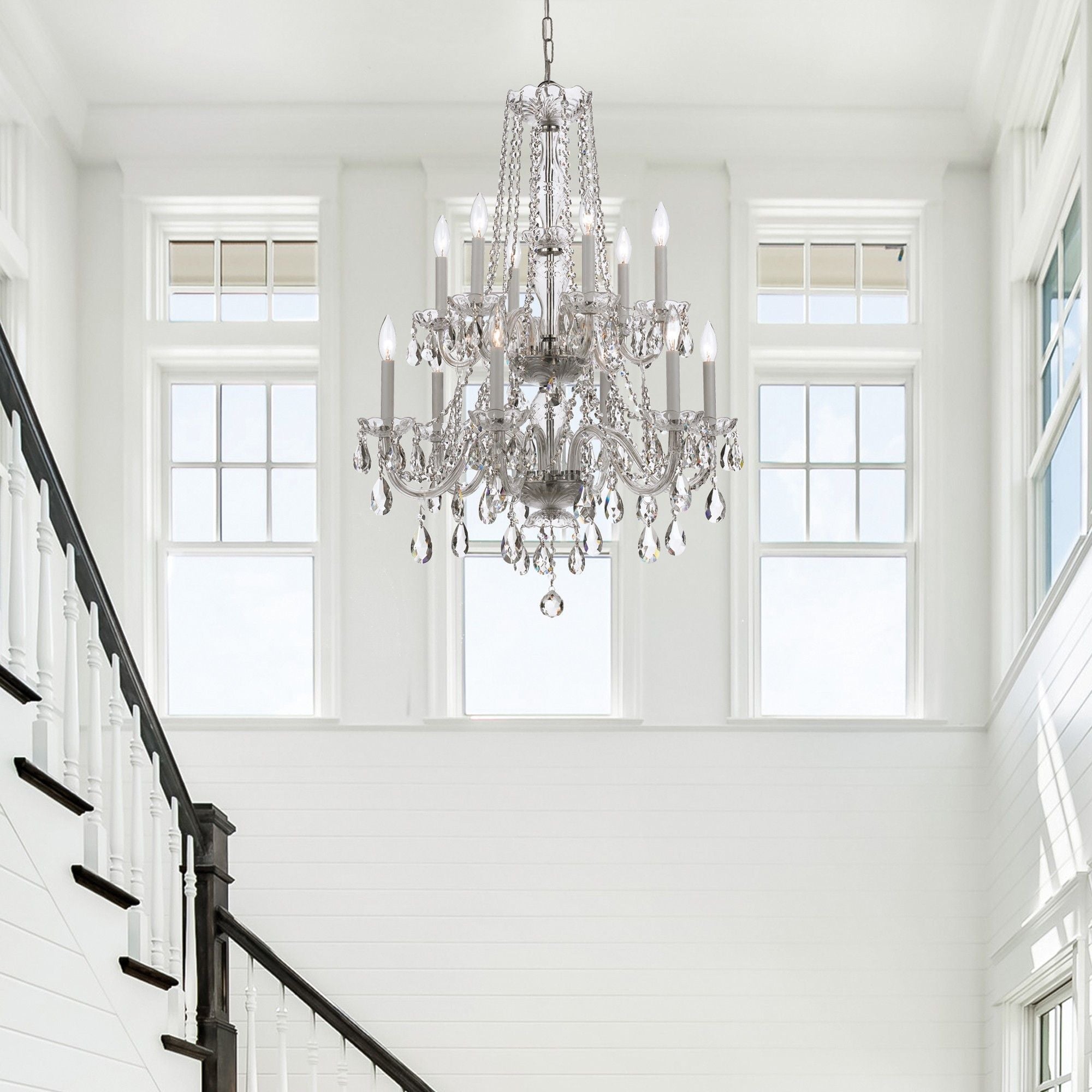 Traditional Crystal 26.5'' Hand Cut Crystal Polished Chrome Chandelier Silver 26.5"W x 34.75"H x 26.5"D