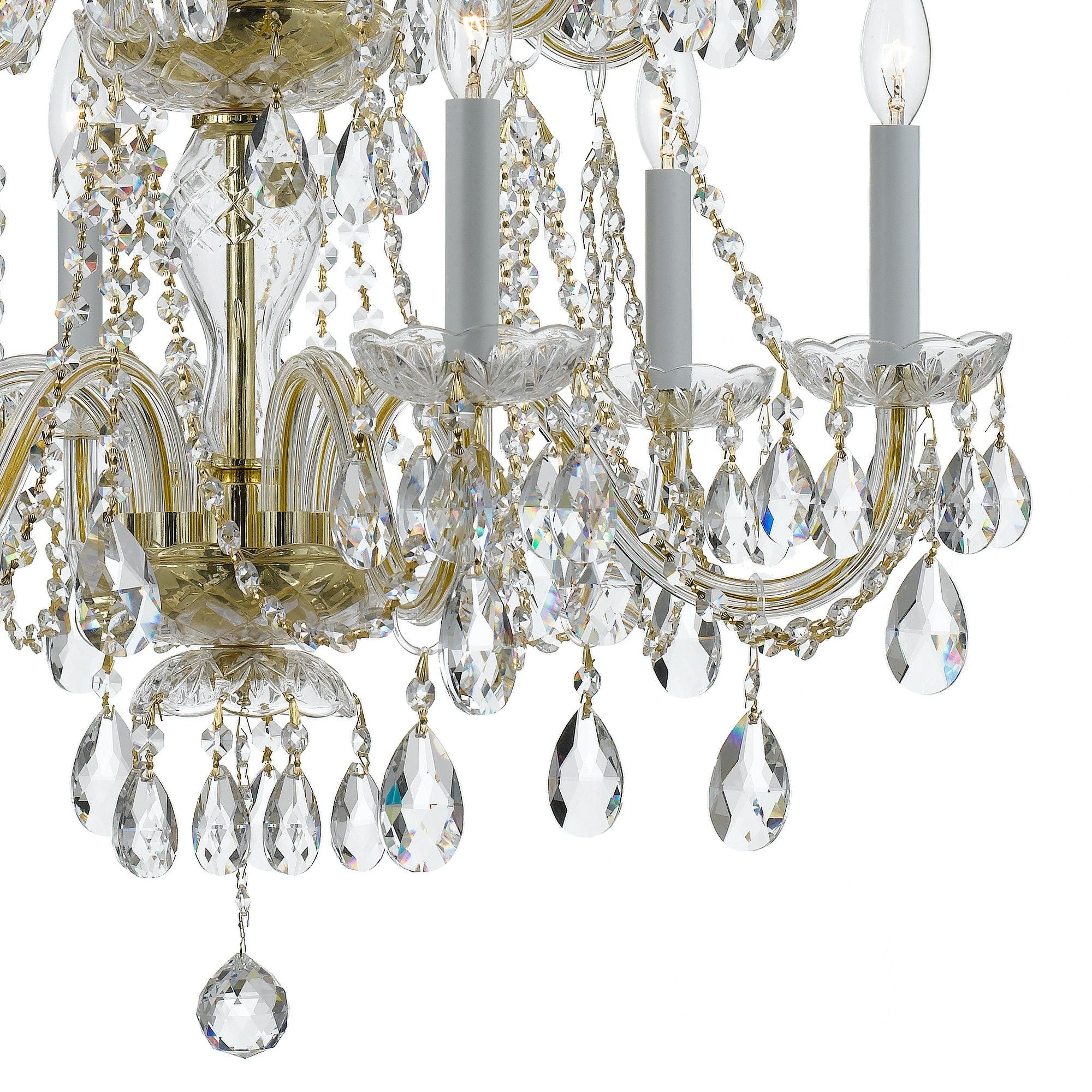 Traditional Crystal 12 Light Hand Cut Crystal Polished Brass Chandelier Hand Cut Crystal 26"W x 32"H x 26"D