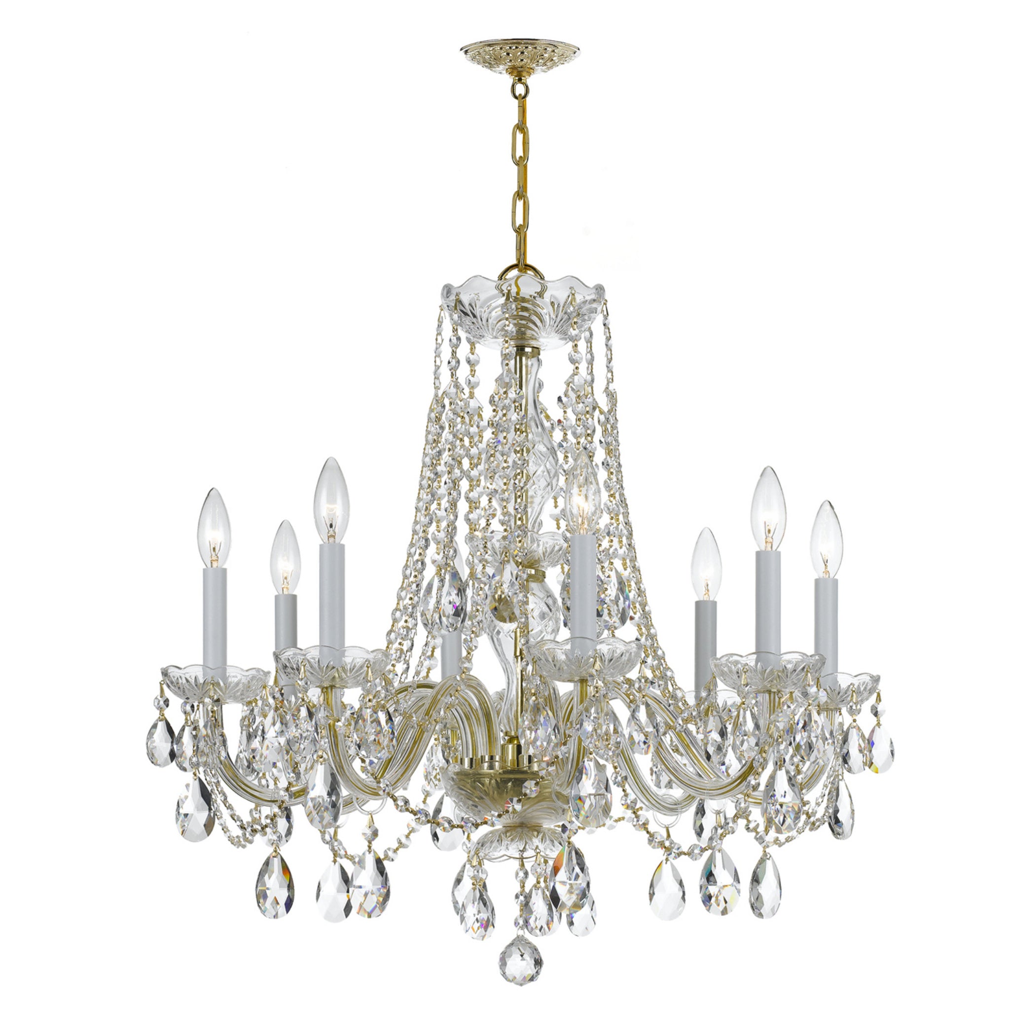 Traditional Crystal 26'' Swarovski Spectra Crystal Polished Brass Chandelier Gold 26"W x 26"H x 26"D
