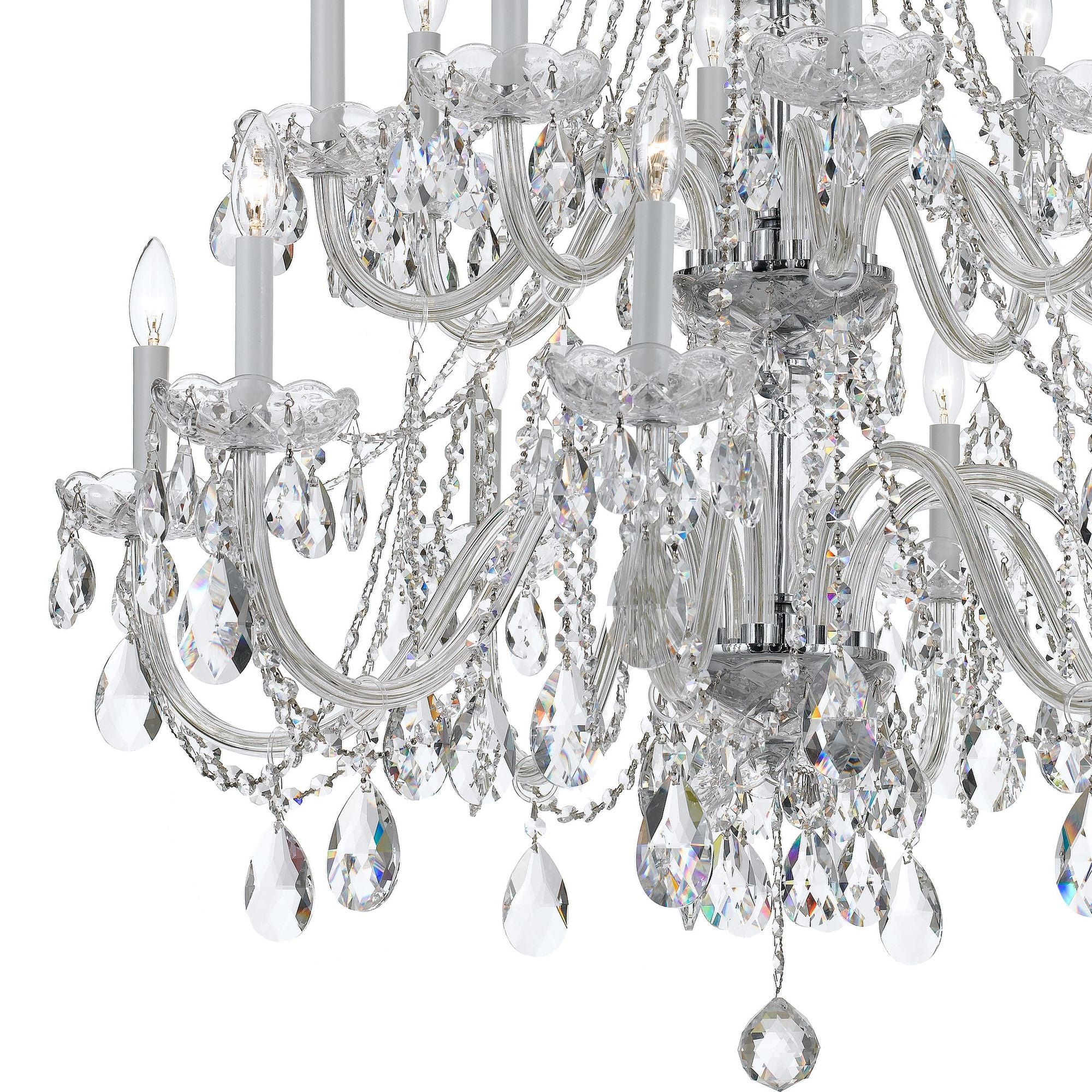 Traditional Crystal 37'' Hand Cut Crystal Polished Chrome Chandelier Silver 37"W x 34"H x 37"D