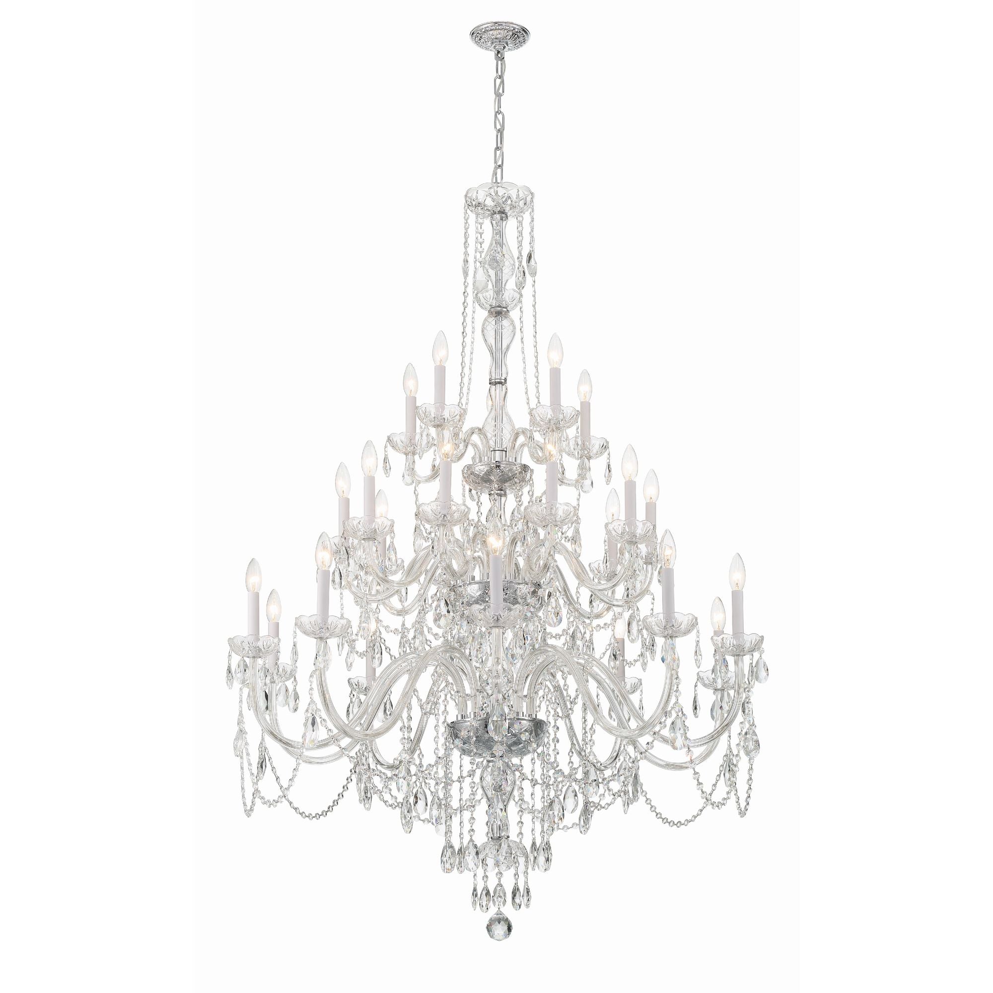 Traditional Crystal 25 Light Hand Cut Crystal Polished Chrome Chandelier Hand Cut Crystal 45"W x 61"H x 45"D