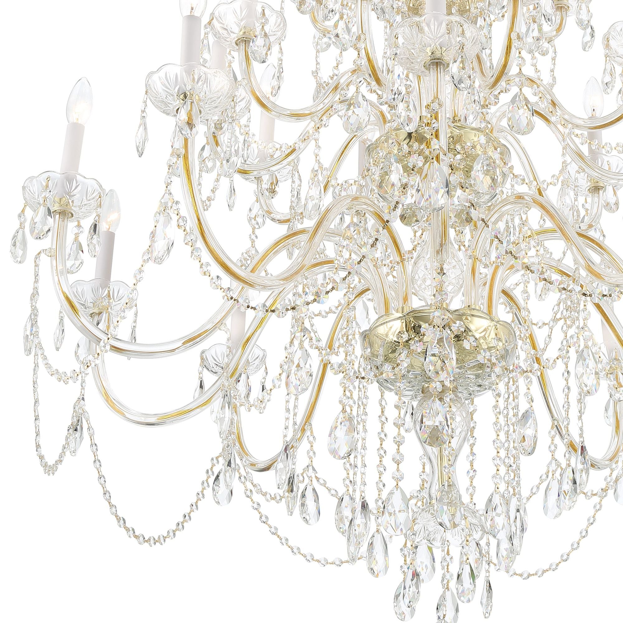 Traditional Crystal 25 Light Hand Cut Crystal Polished Brass Chandelier Hand Cut Crystal 45"W x 61"H x 45"D