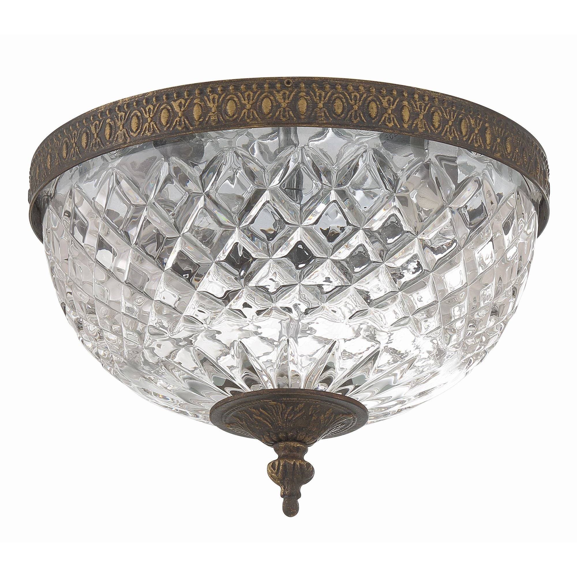 Crystorama 2 Light English Bronze Crystal Flush Mount 10"W x 8"H x 10"D
