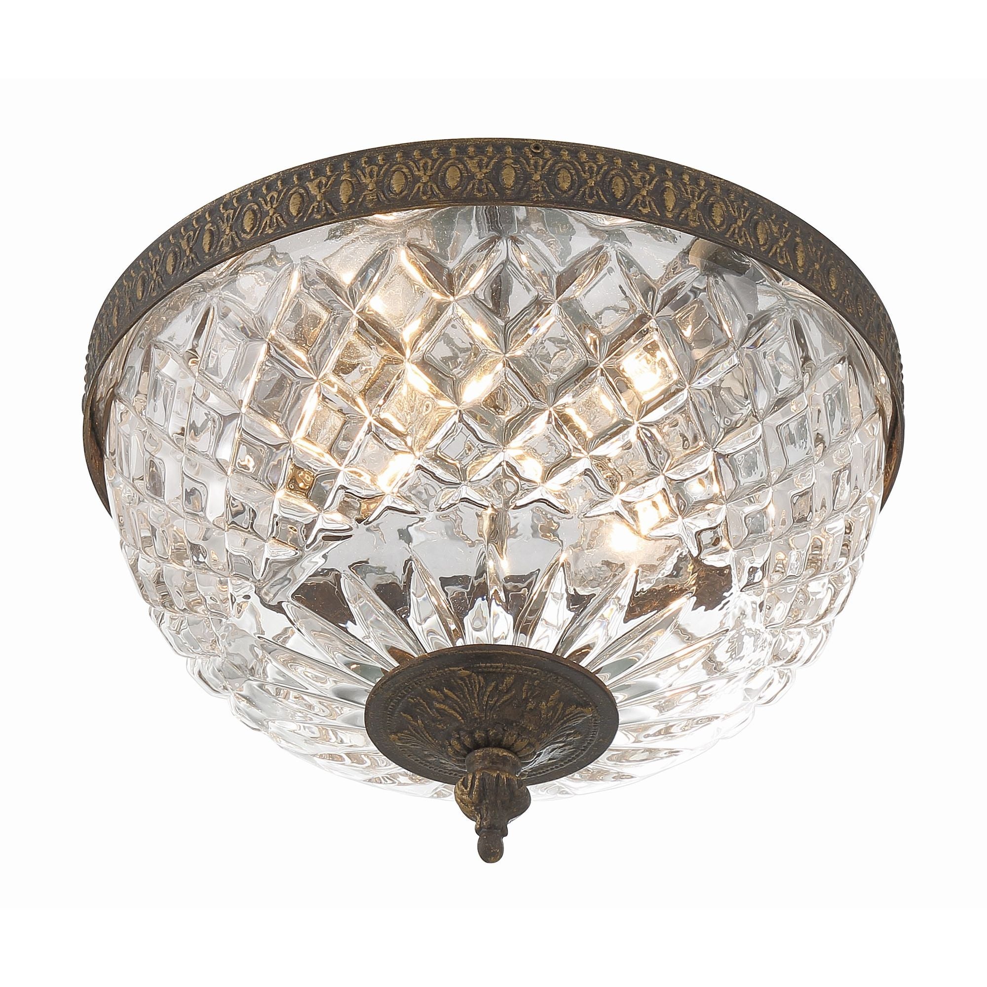 Crystorama 2 Light English Bronze Crystal Flush Mount 10"W x 8"H x 10"D