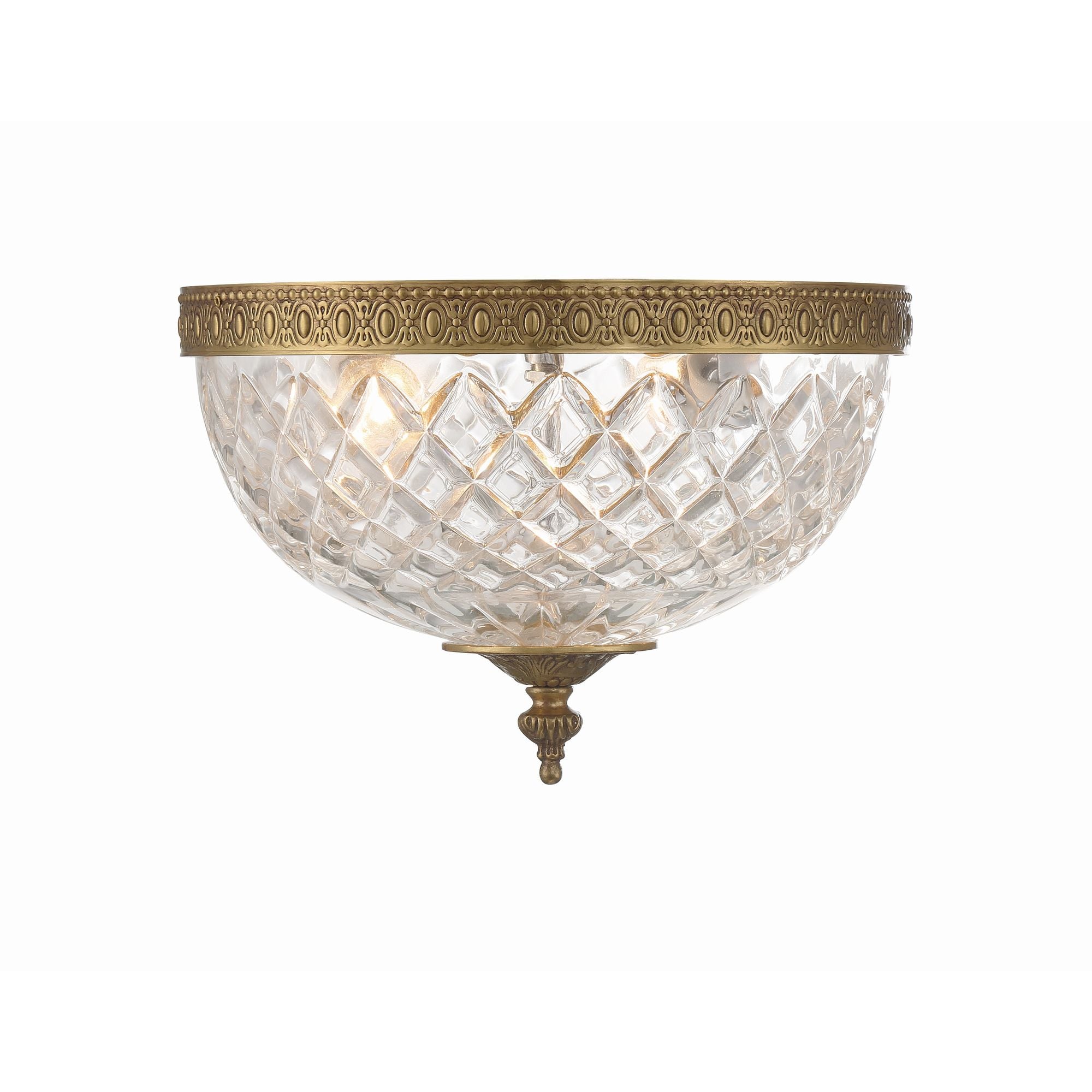 Crystorama 2 Light Olde Brass Crystal Flush Mount 10"W x 8"H x 10"D