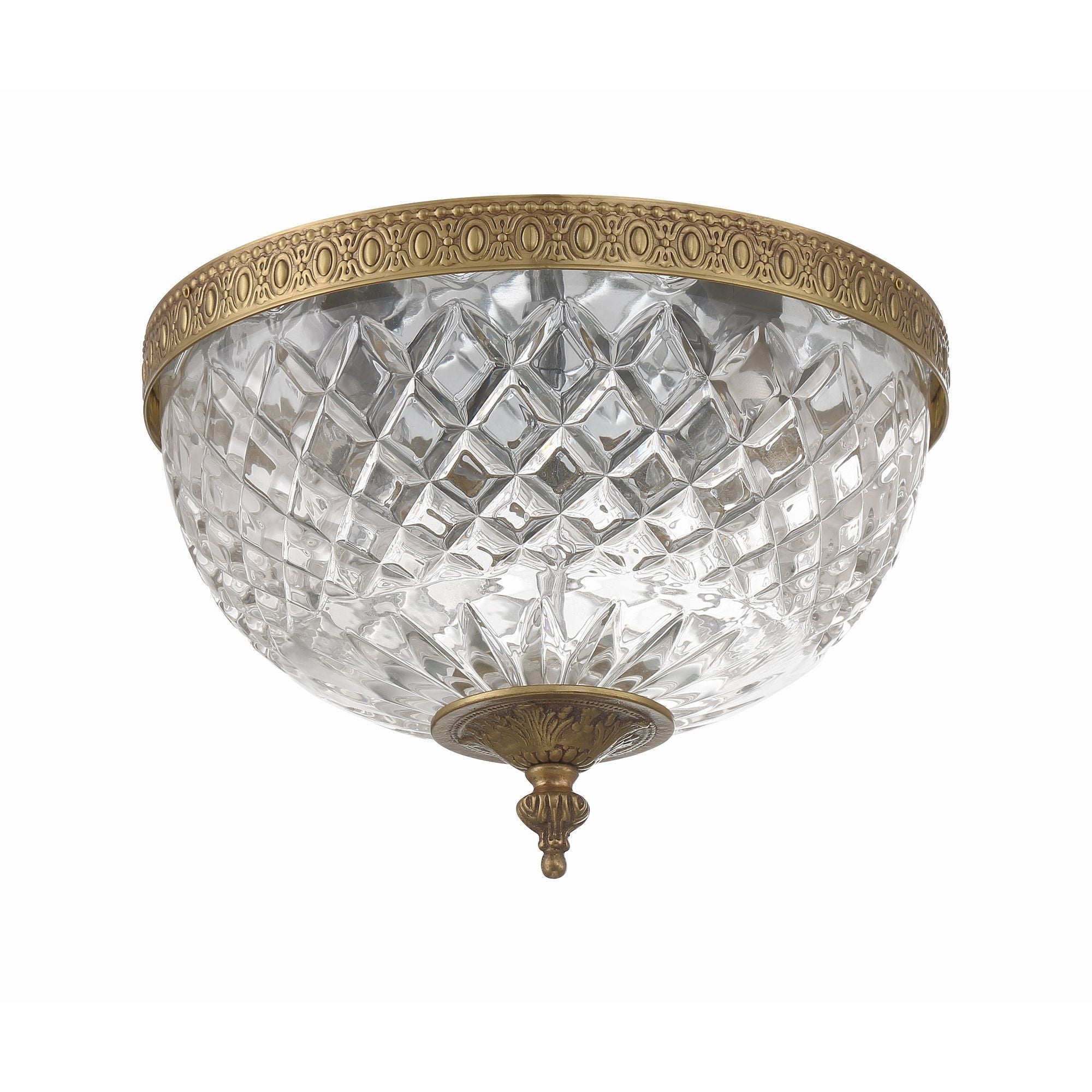 Crystorama 2 Light Olde Brass Crystal Flush Mount 10"W x 8"H x 10"D
