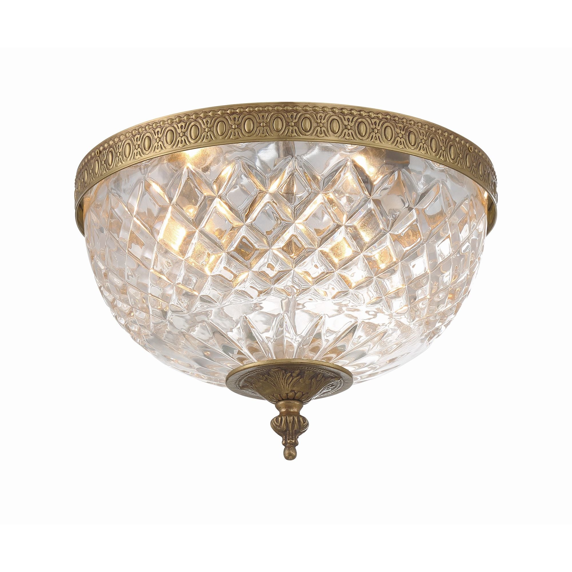 Crystorama 2 Light Olde Brass Crystal Flush Mount 10"W x 8"H x 10"D