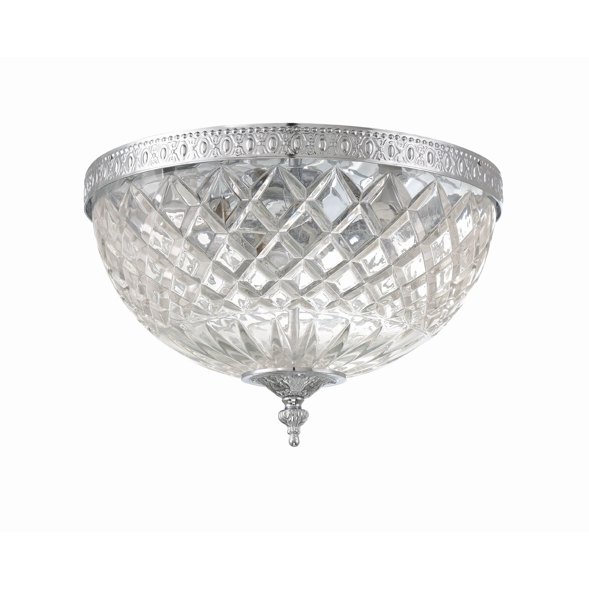 Radley 12'' Polished Chrome Faceted Cut Glass Bowl Flush Mount Silver 12"W x 8"H x 12"D