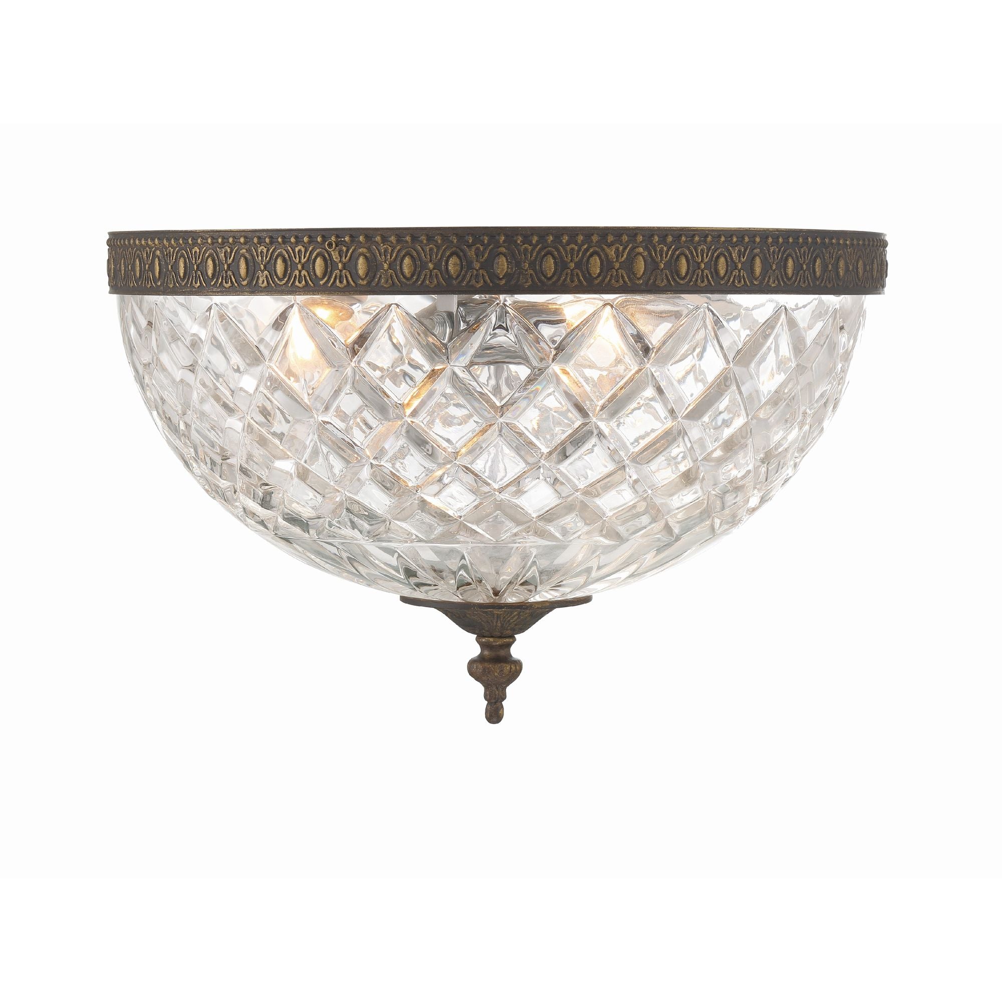 Crystorama 3 Light English Bronze Crystal Flush Mount 12"W x 9"H x 12"D