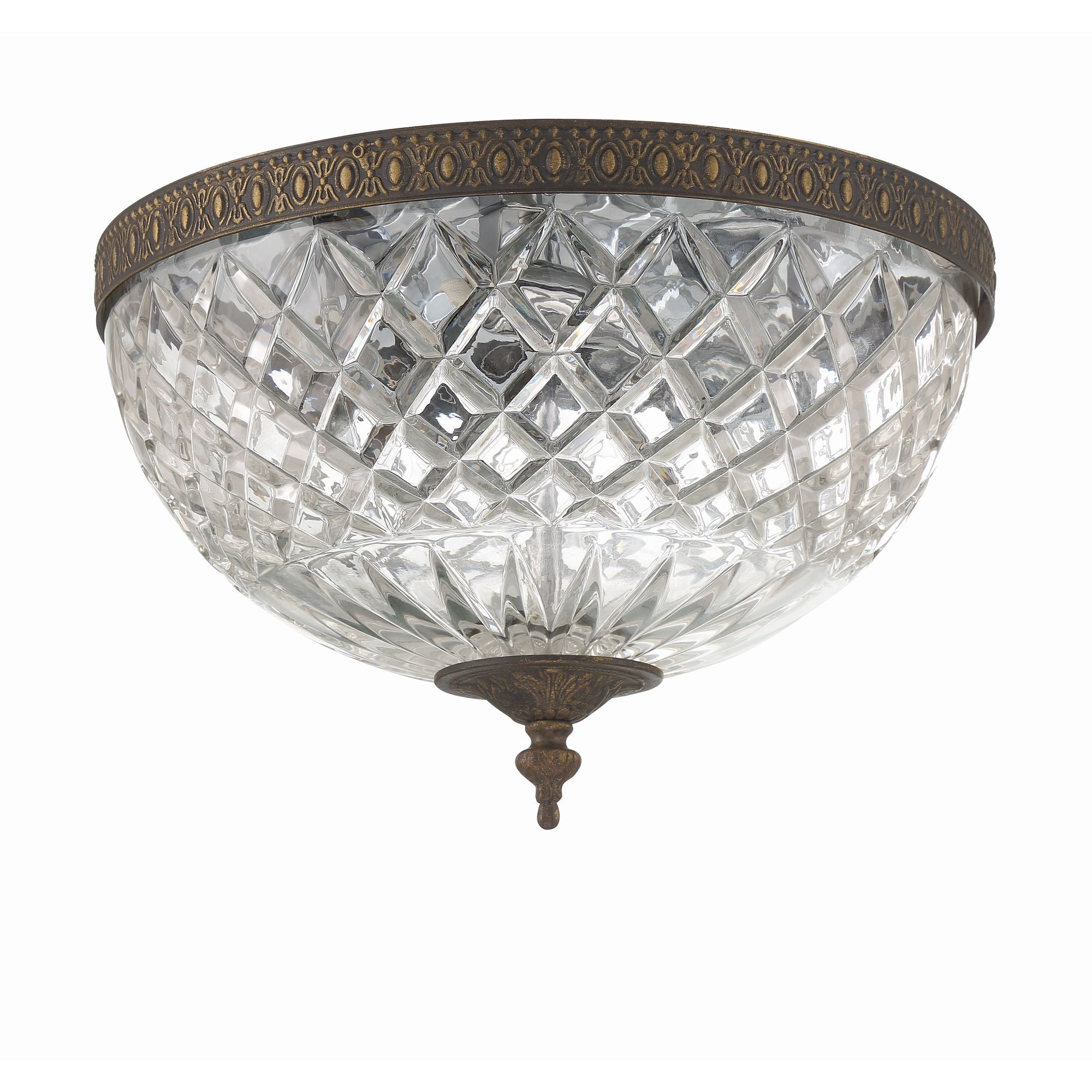 Crystorama 3 Light English Bronze Crystal Flush Mount 12"W x 9"H x 12"D