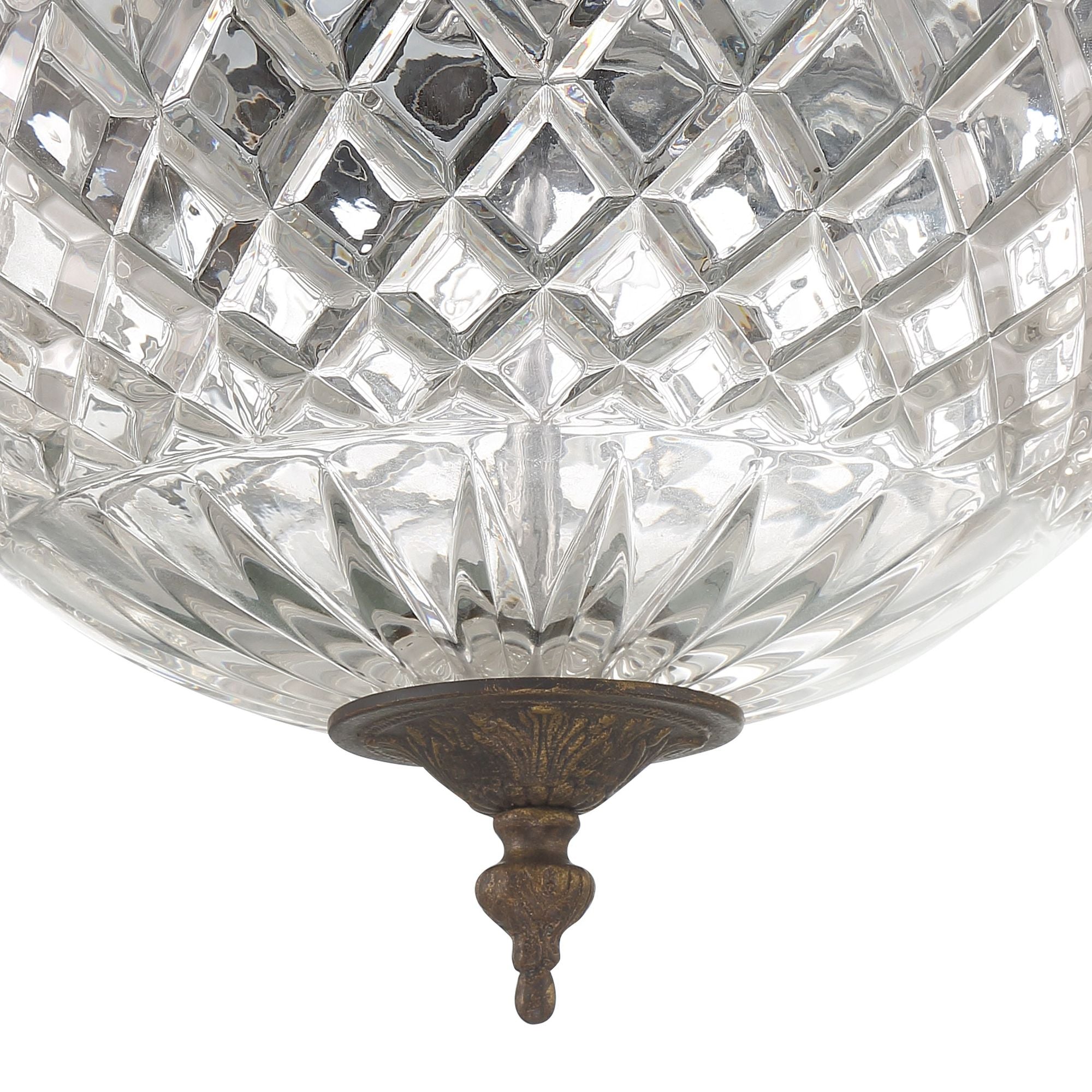 Crystorama 3 Light English Bronze Crystal Flush Mount 12"W x 9"H x 12"D