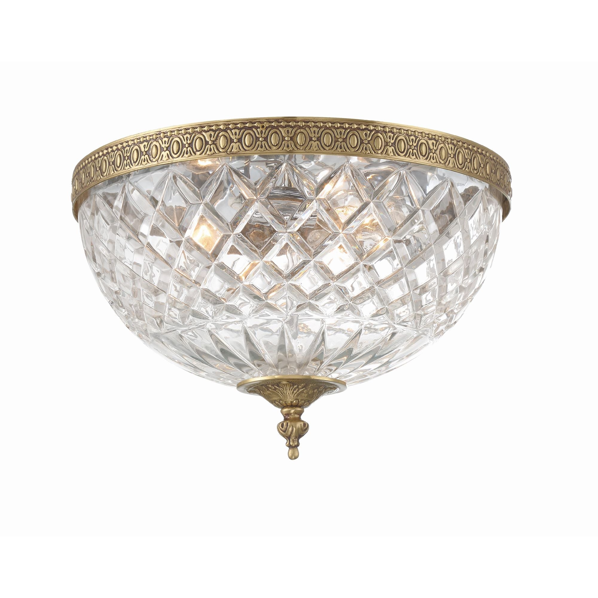 Radley 12'' Olde Brass Faceted Cut Glass Bowl Flush Mount Gold 12"W x 8"H x 12"D