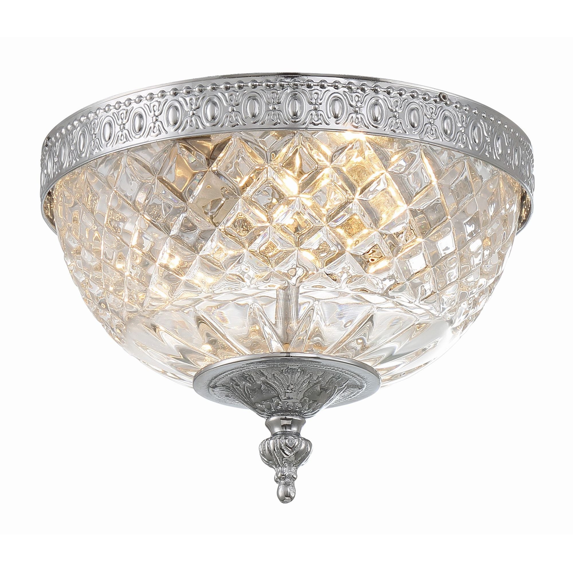 Crystorama 2 Light Polished Chrome Crystal Flush Mount 8"W x 8"H x 8"D