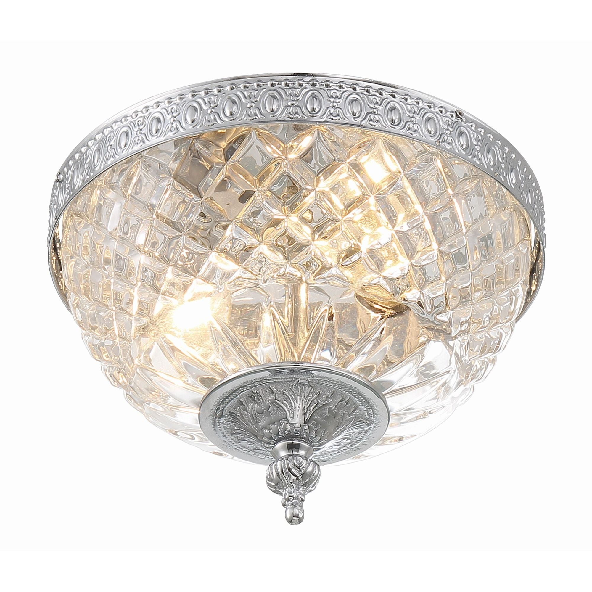 Crystorama 2 Light Polished Chrome Crystal Flush Mount 8"W x 8"H x 8"D
