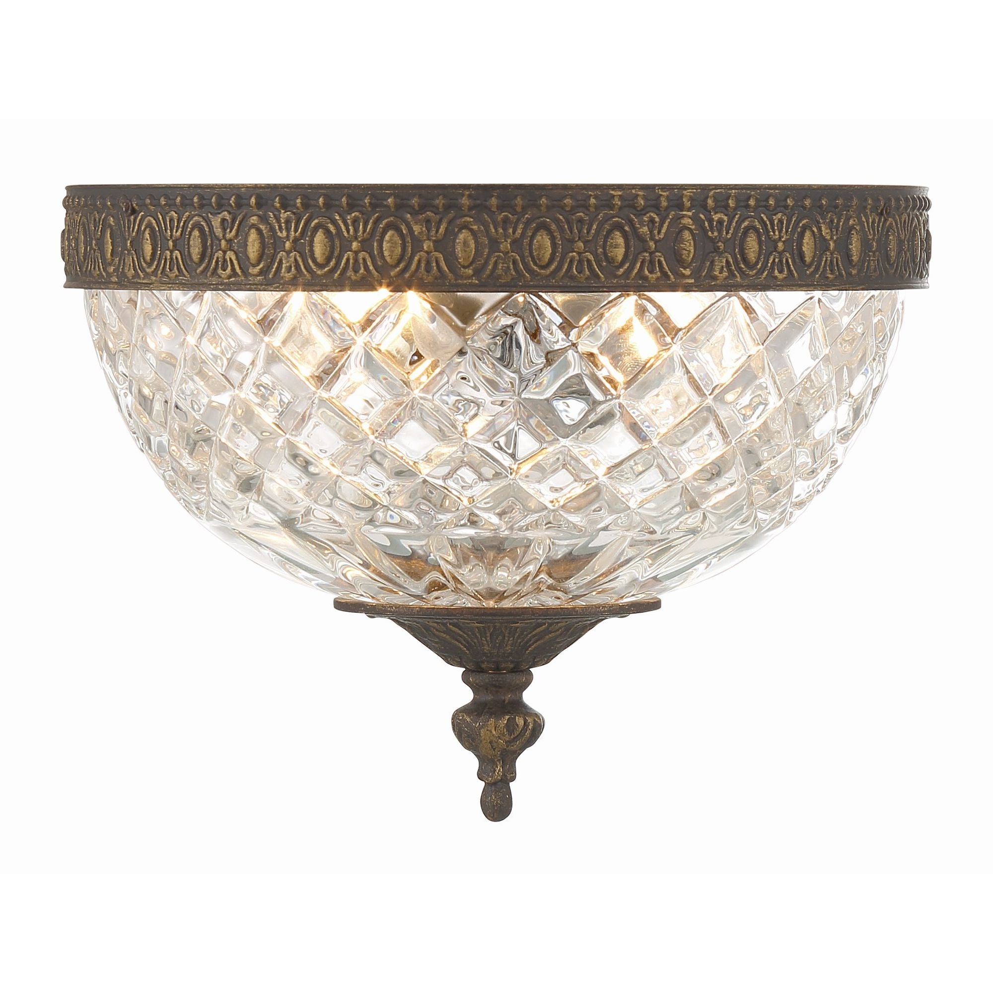 Crystorama 2 Light English Bronze Crystal Flush Mount 8"W x 8"H x 8"D
