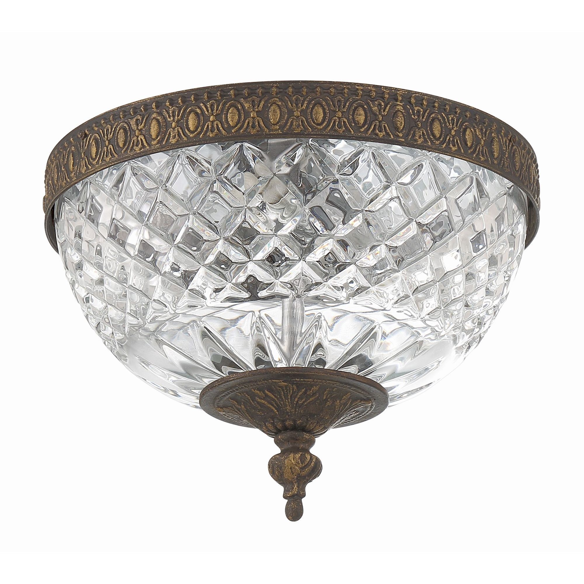 Crystorama 2 Light English Bronze Crystal Flush Mount 8"W x 8"H x 8"D