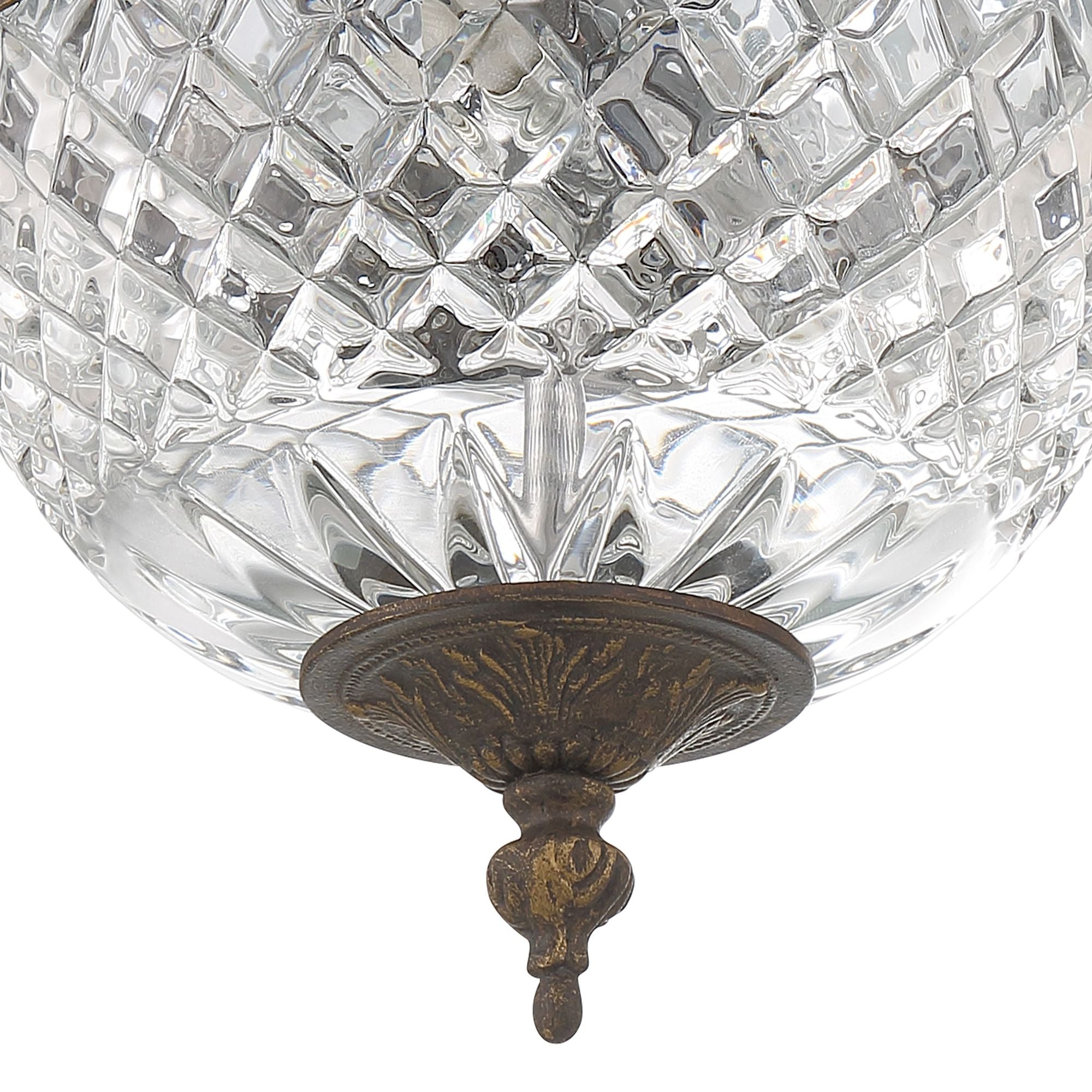 Crystorama 2 Light English Bronze Crystal Flush Mount 8"W x 8"H x 8"D