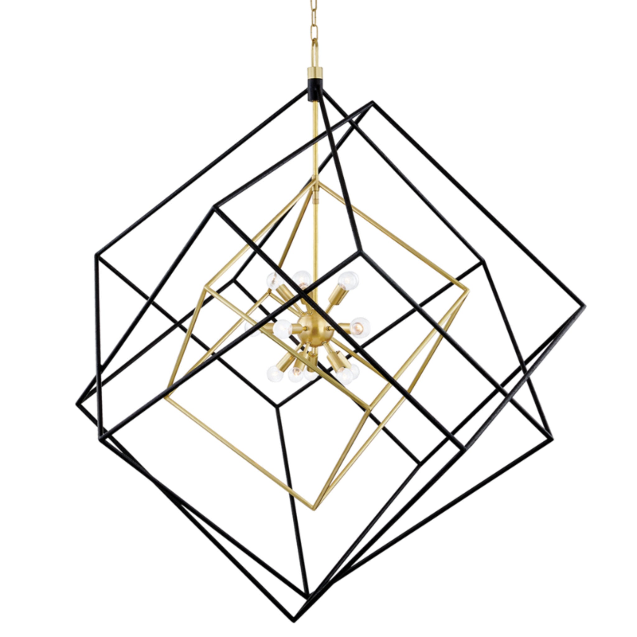 Roundout 15-Light Chandelier in Aged Brass/Black 42L x 42W x 55.5H