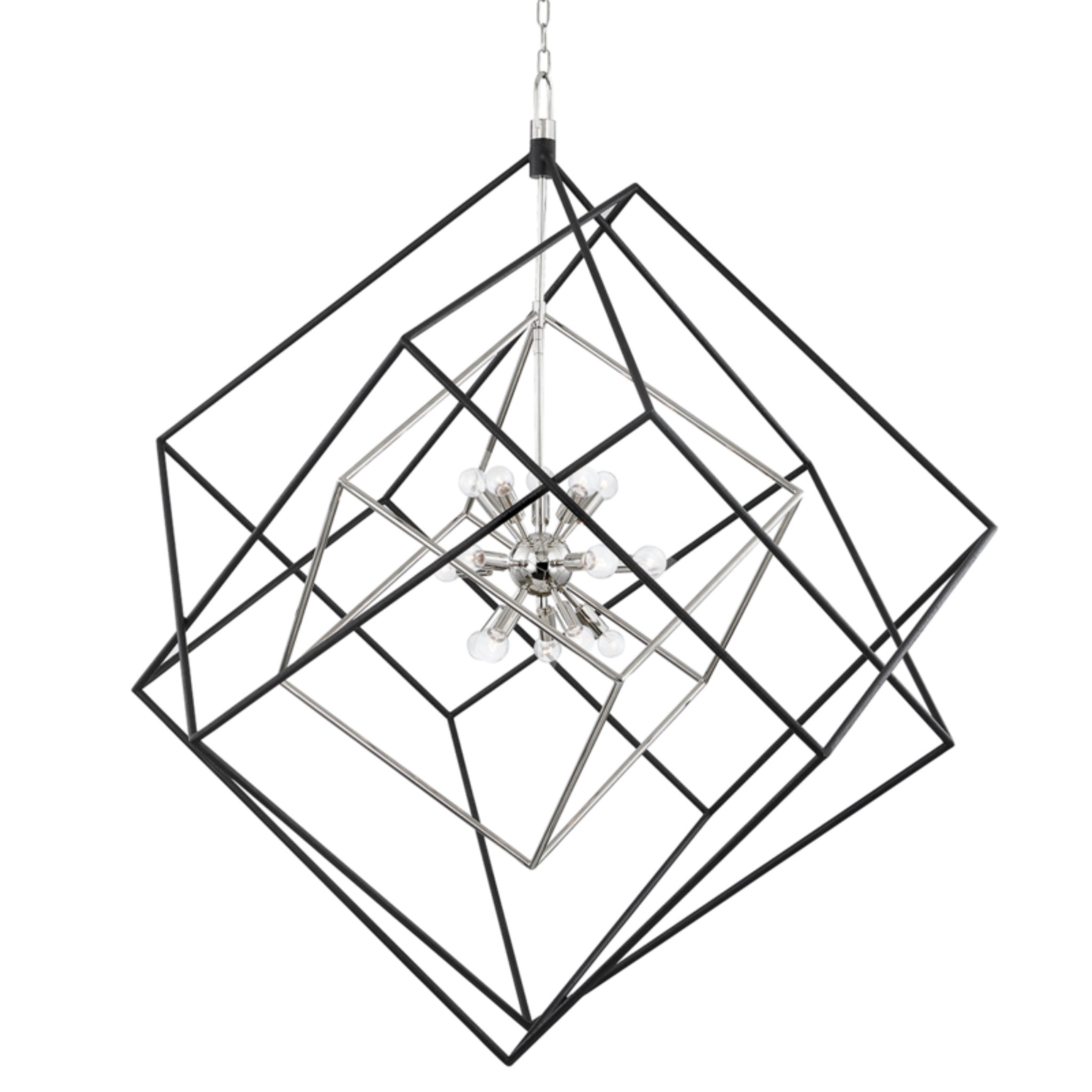 Roundout 15-Light Chandelier in Polished Nickel/Black 42L x 42W x 55.5H