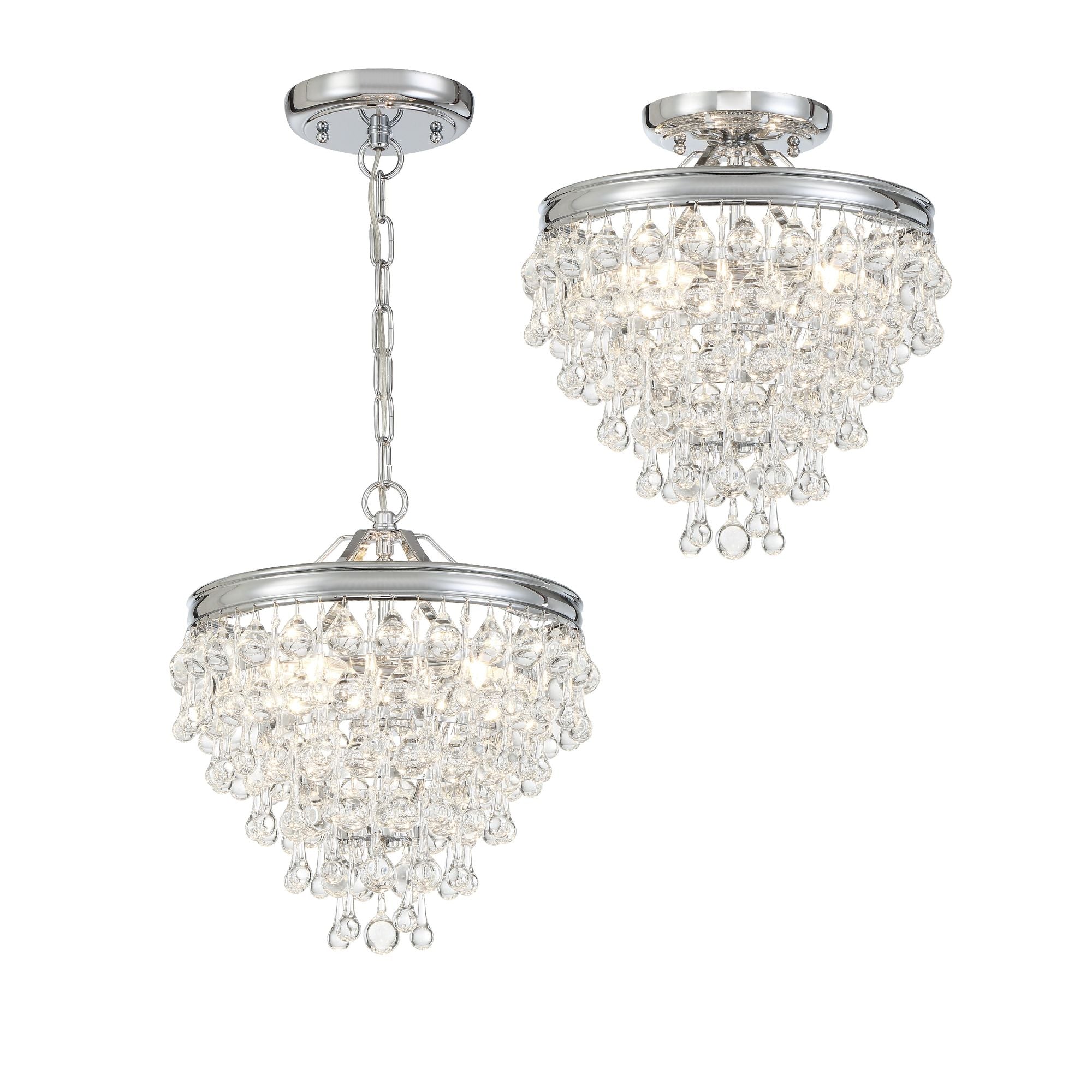 Calypso 13'' Crystal Teardrop Polished Chrome Chandelier Silver 13"W x 14.5"H x 13"D