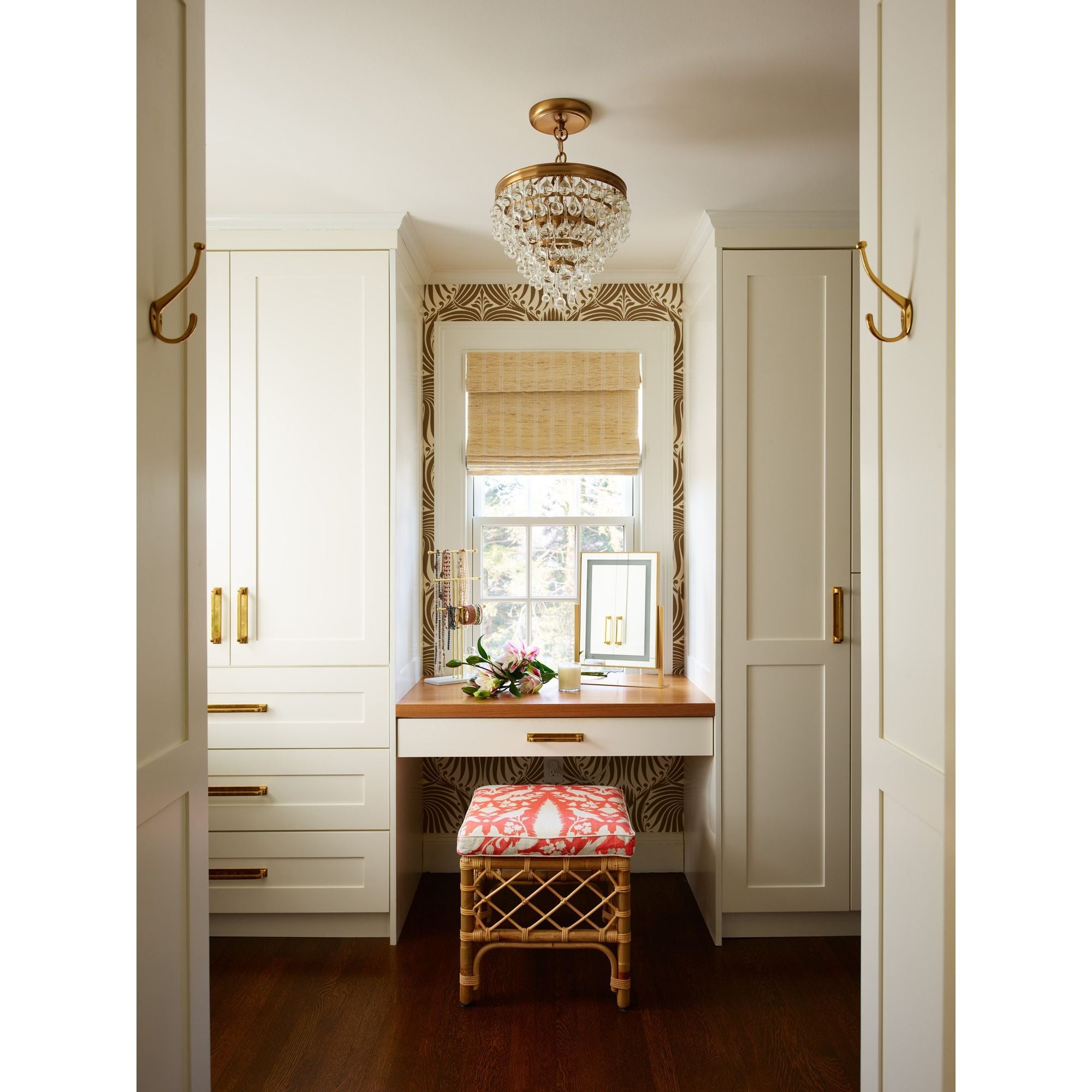 Calypso 3 Light Crystal Teardrop Vibrant Gold Pendant Clear Glass Drops 13"W x 14.5"H x 13"D