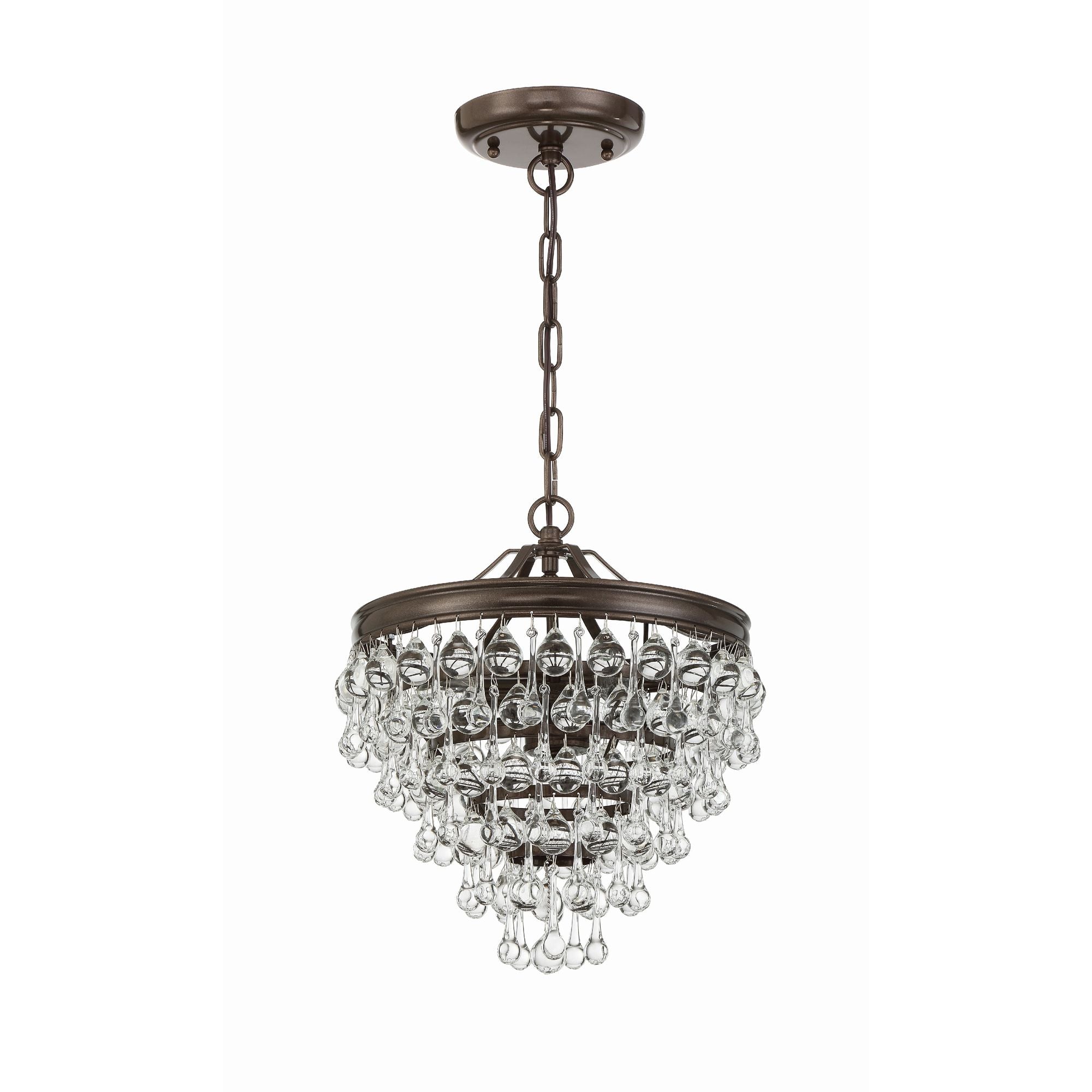 Calypso 3 Light Crystal Teardrop Vibrant Bronze Pendant Clear Glass Drops 13"W x 14.5"H x 13"D