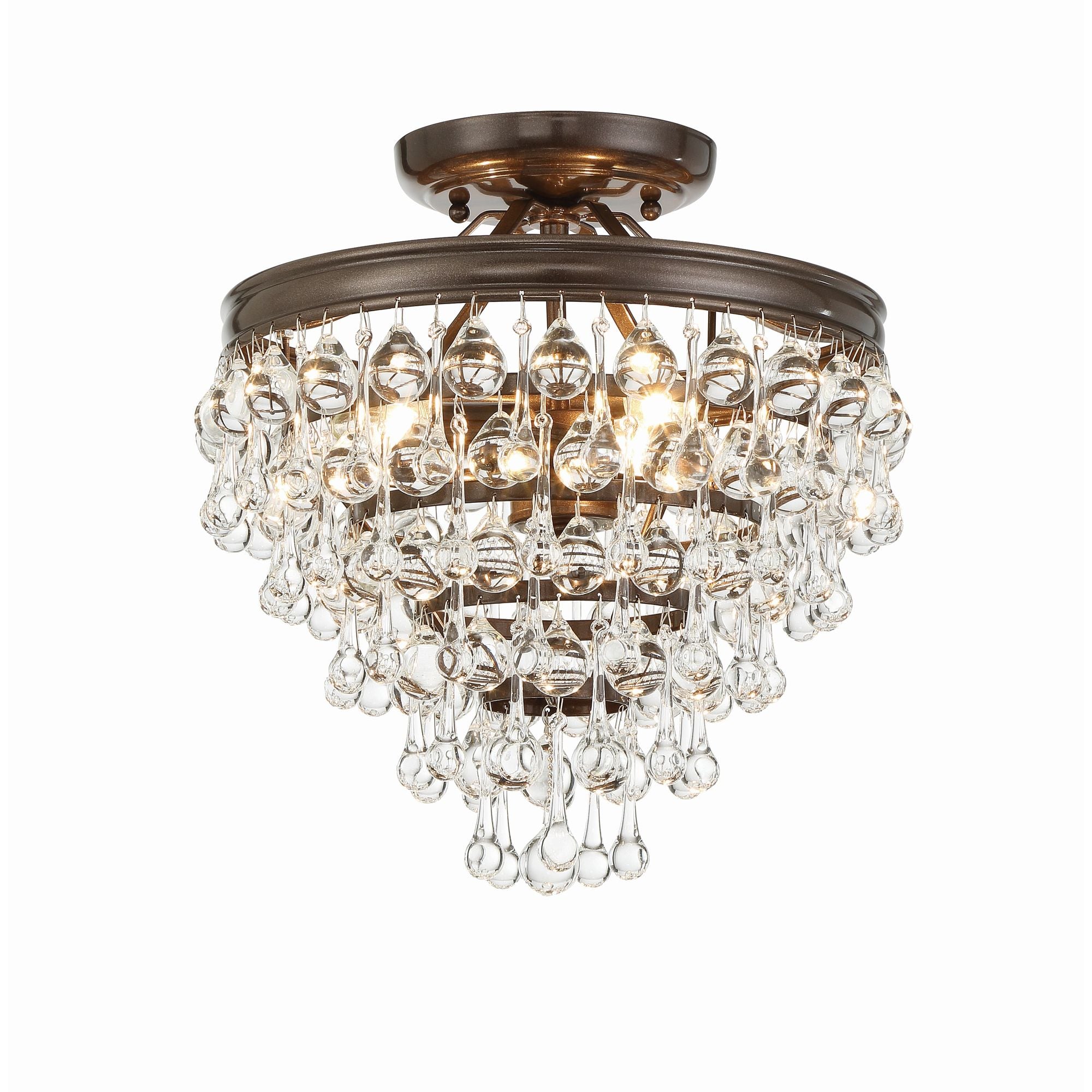 Calypso 13'' Crystal Teardrop Vibrant Bronze Semi Flush Mount Bronze 13"W x 14"H x 13"D