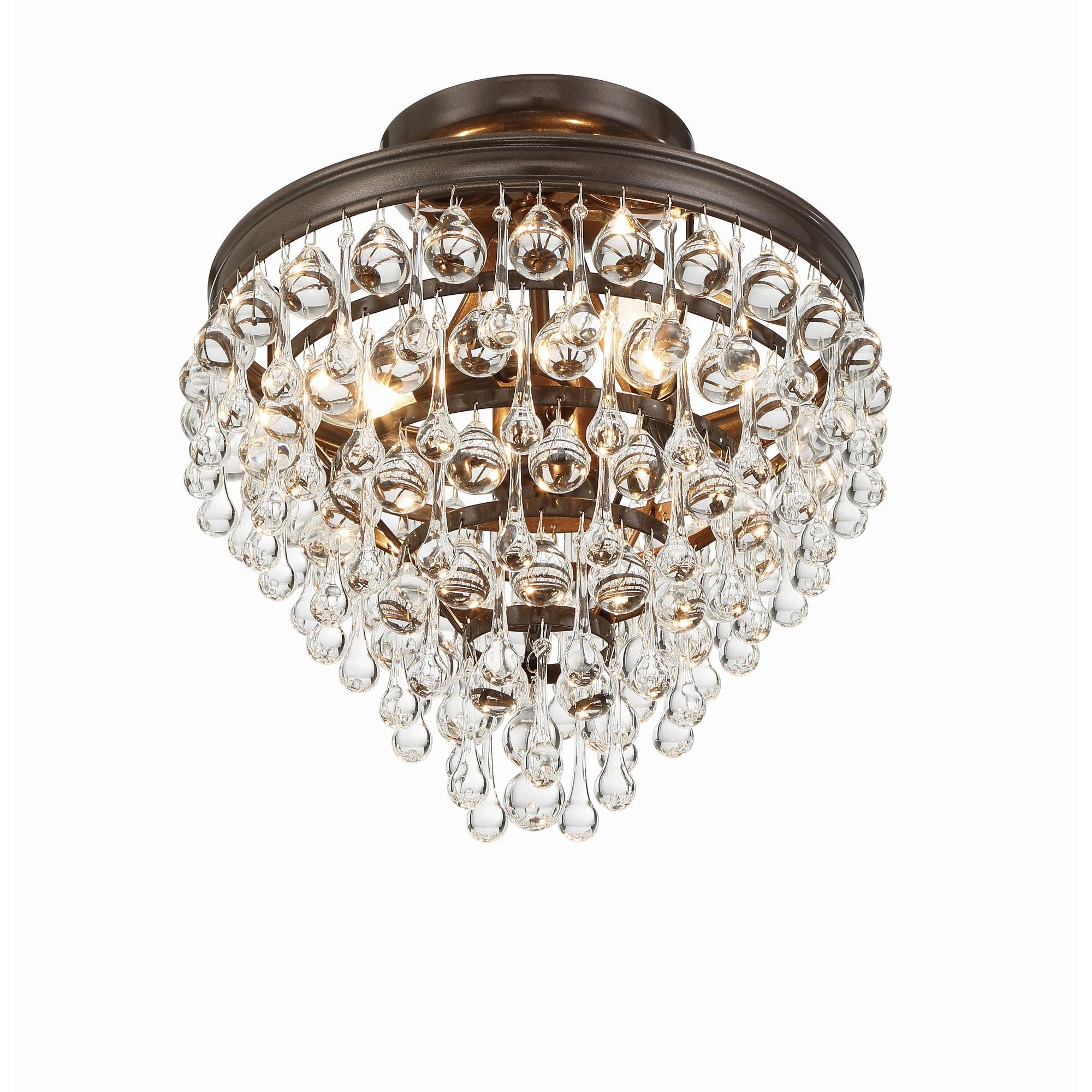 Calypso 13'' Crystal Teardrop Vibrant Bronze Semi Flush Mount Bronze 13"W x 14"H x 13"D
