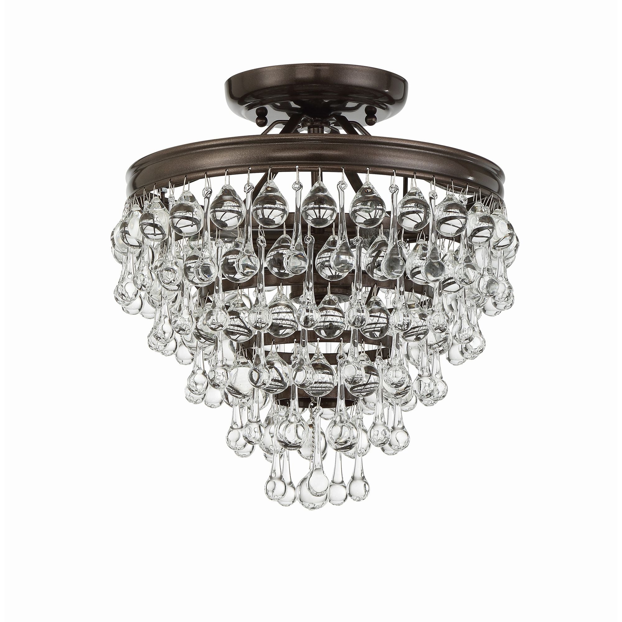 Calypso 13'' Crystal Teardrop Vibrant Bronze Semi Flush Mount Bronze 13"W x 14"H x 13"D