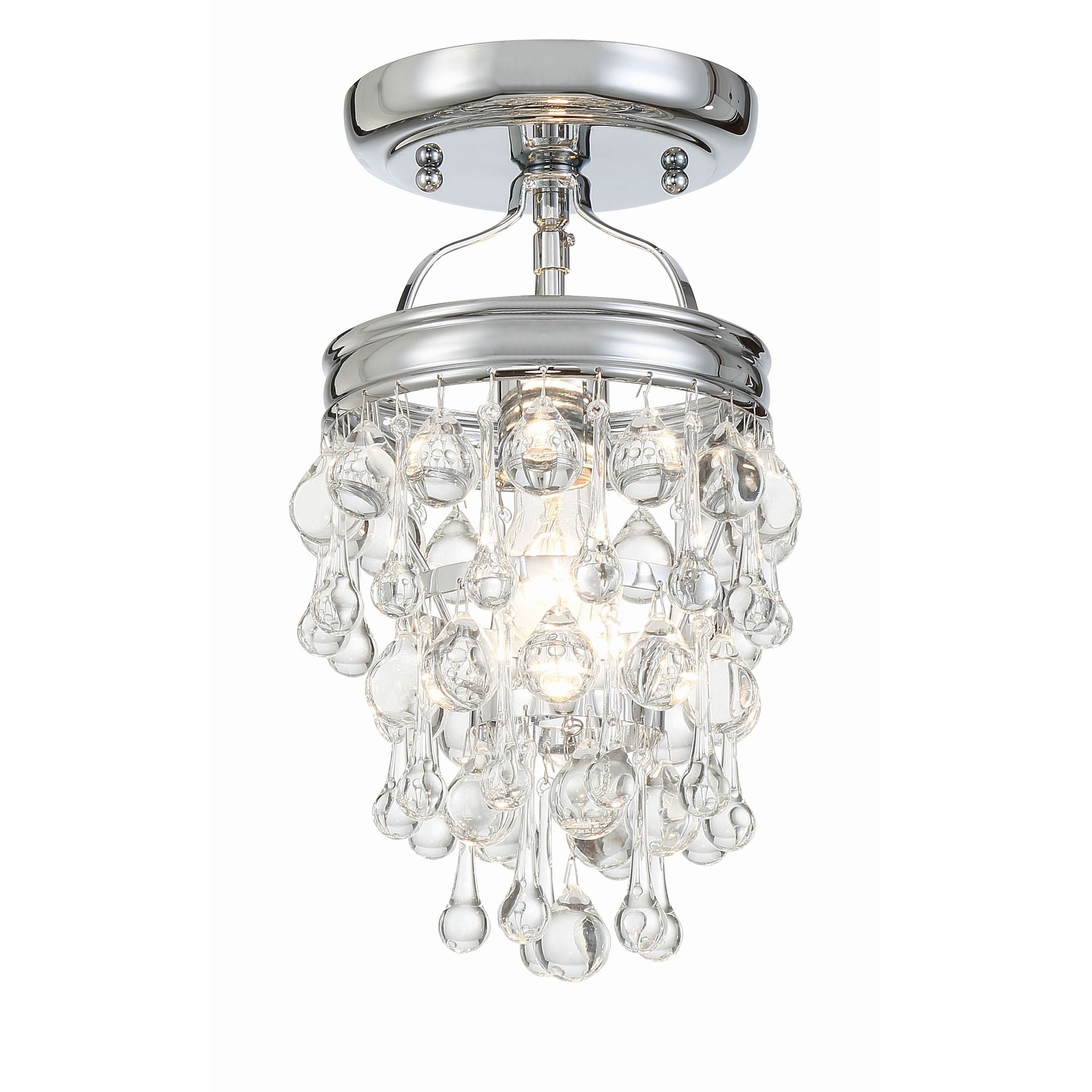 Calypso 1 Light Crystal Teardrop Polished Chrome Semi Flush Mount Clear Glass Drops 7.25"W x 13"H x 7.25"D