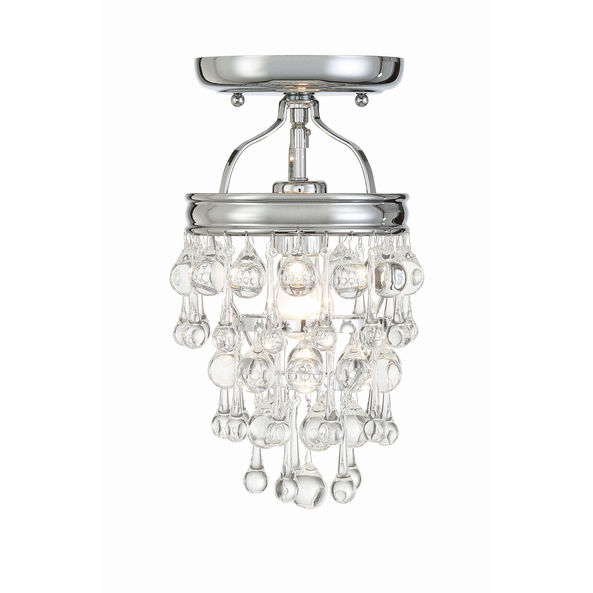 Calypso 1 Light Crystal Teardrop Polished Chrome Semi Flush Mount Clear Glass Drops 7.25"W x 13"H x 7.25"D