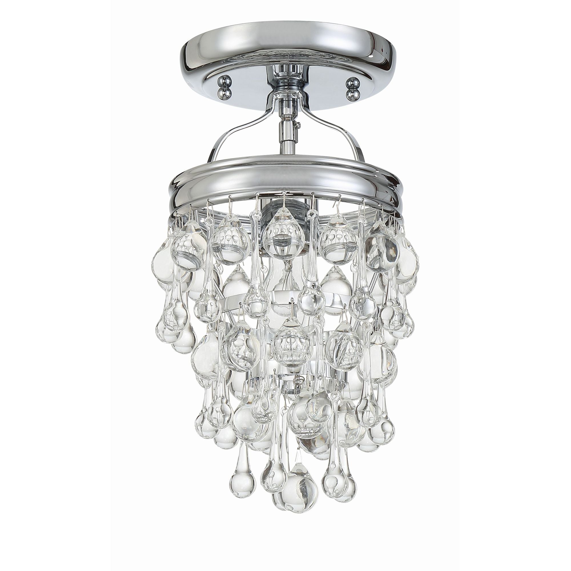 Calypso 1 Light Crystal Teardrop Polished Chrome Semi Flush Mount Clear Glass Drops 7.25"W x 13"H x 7.25"D