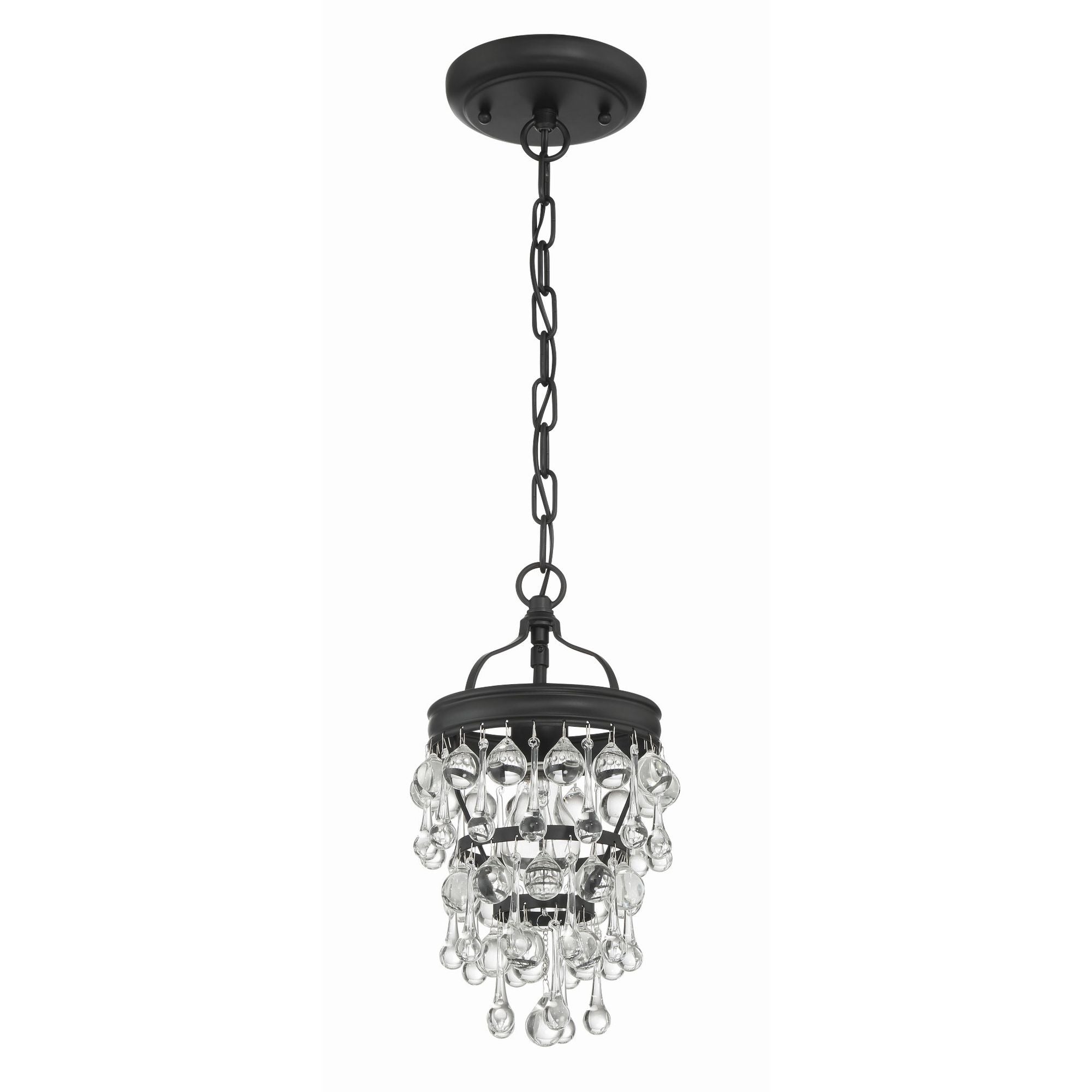 Calypso 7.25'' Crystal Teardrop Matte Black Chandelier Black 7.25"W x 13.75"H x 7.25"D