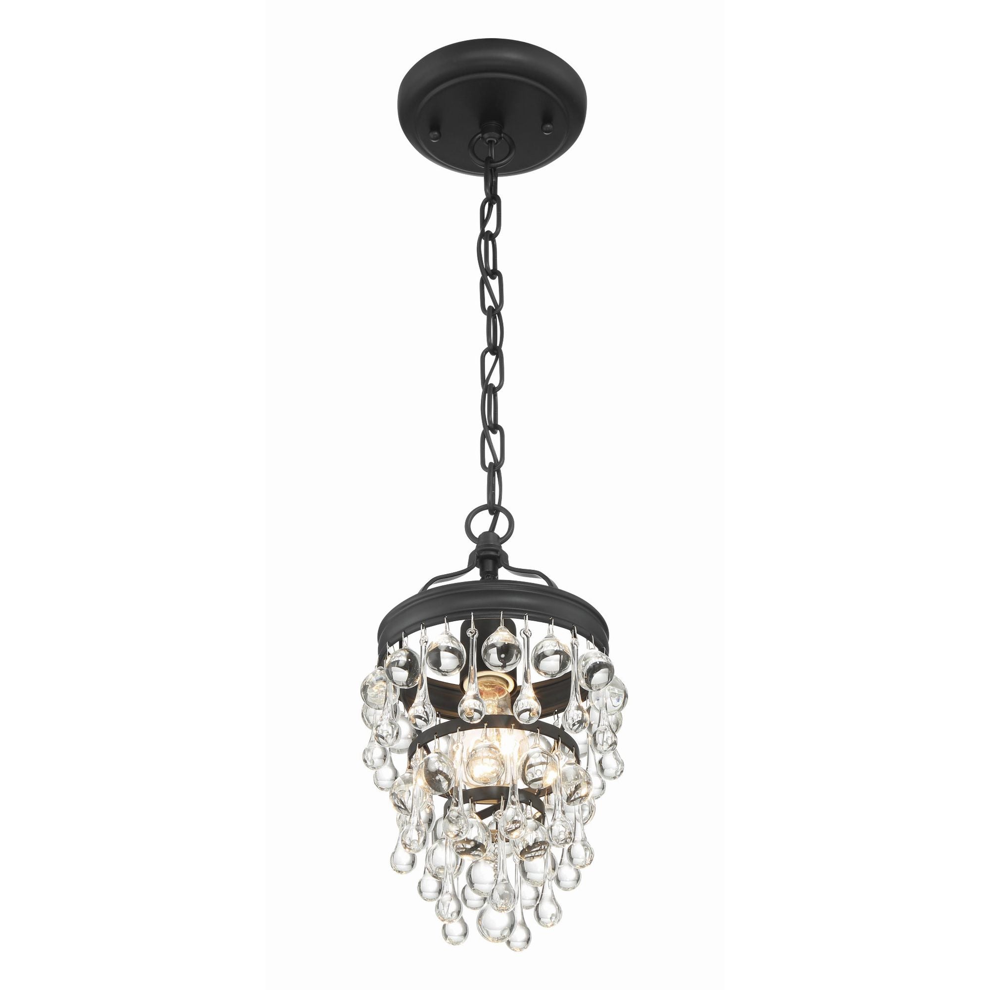 Calypso 7.25'' Crystal Teardrop Matte Black Chandelier Black 7.25"W x 13.75"H x 7.25"D