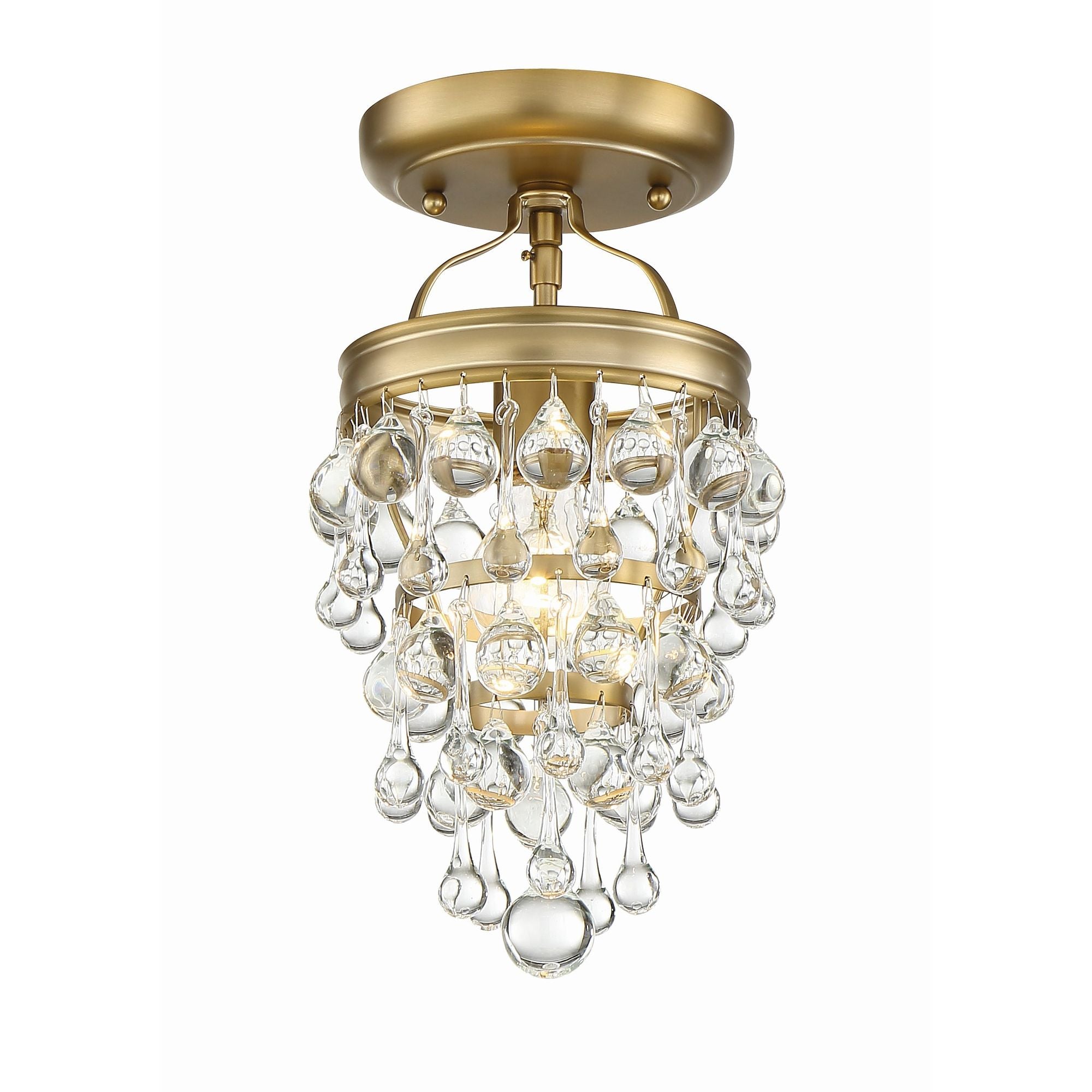 Calypso 7.25'' Crystal Teardrop Vibrant Gold Semi Flush Mount Gold 7.25"W x 13"H x 7.25"D