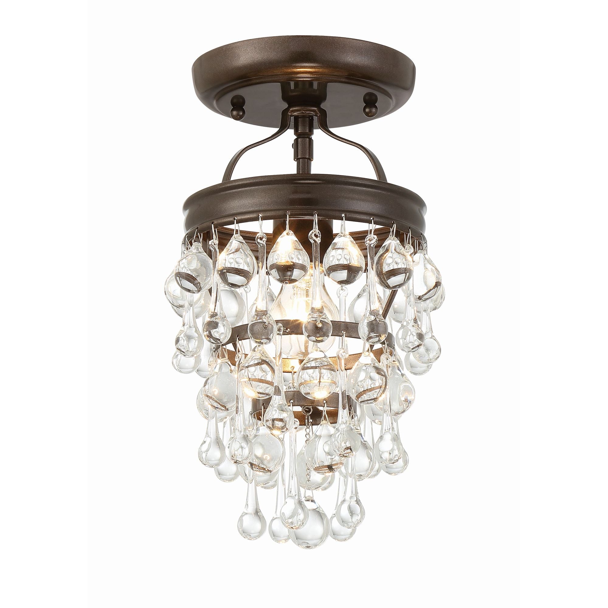 Calypso 7.25'' Crystal Teardrop Vibrant Bronze Semi Flush Mount Bronze 7.25"W x 13"H x 7.25"D