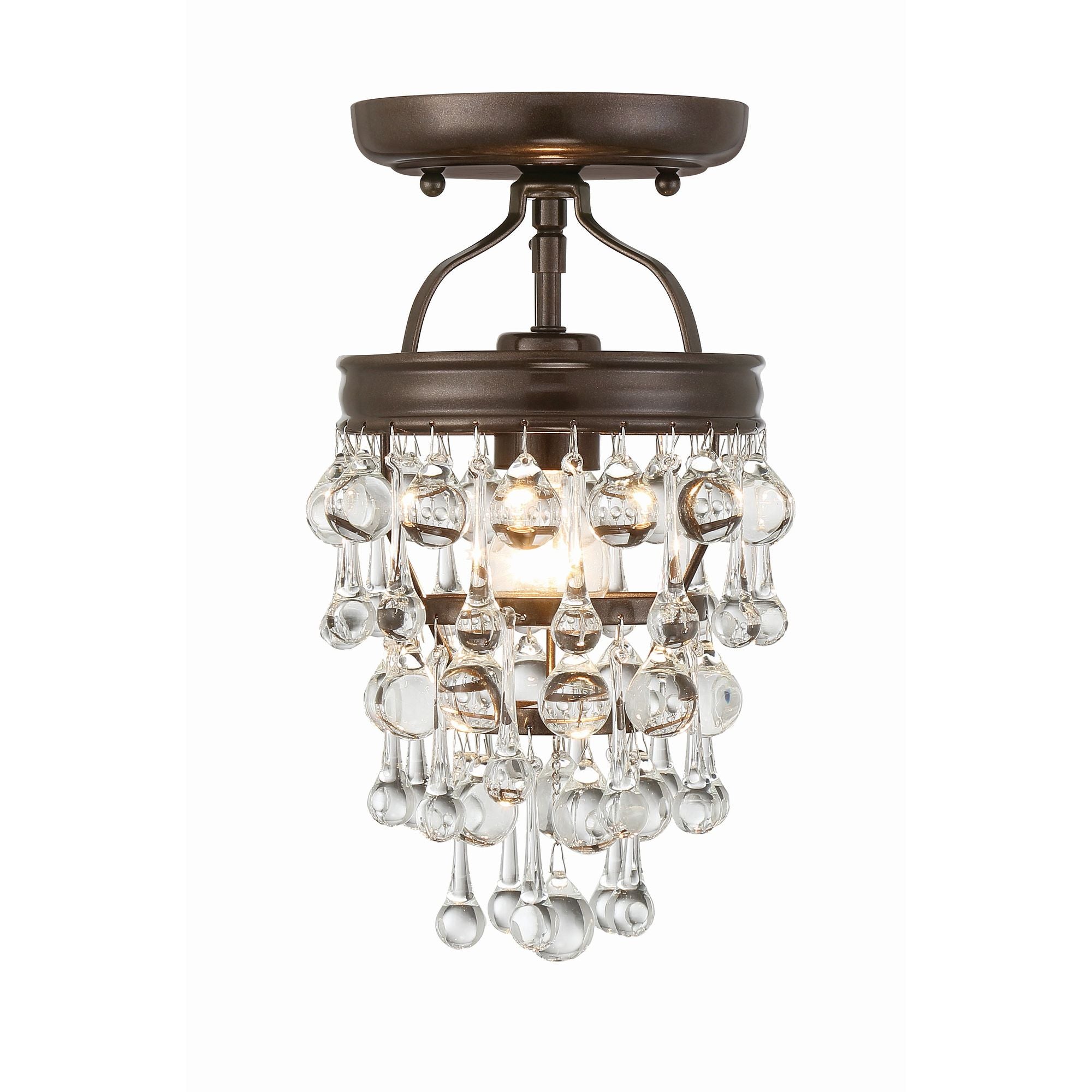 Calypso 7.25'' Crystal Teardrop Vibrant Bronze Semi Flush Mount Bronze 7.25"W x 13"H x 7.25"D
