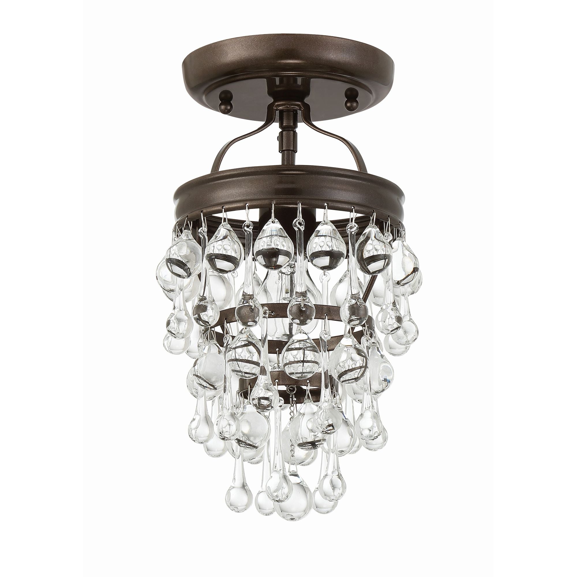Calypso 7.25'' Crystal Teardrop Vibrant Bronze Semi Flush Mount Bronze 7.25"W x 13"H x 7.25"D