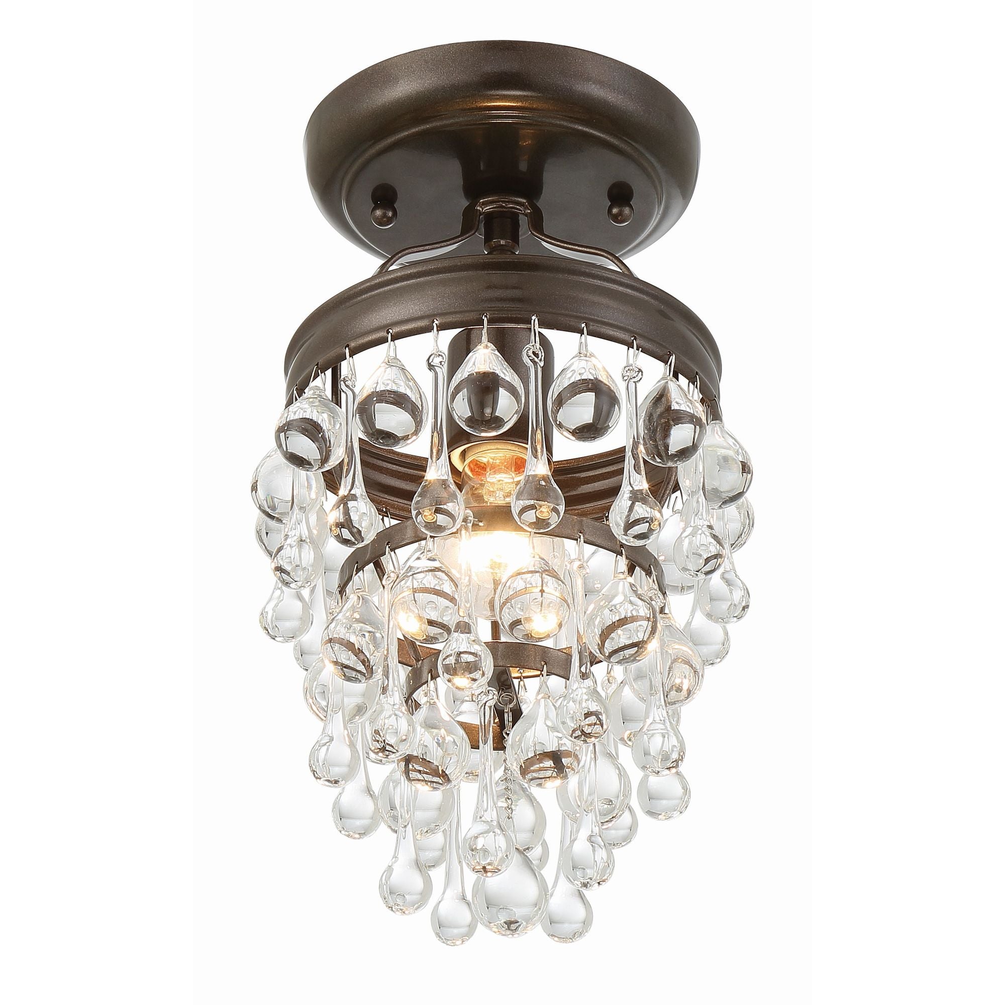 Calypso 7.25'' Crystal Teardrop Vibrant Bronze Semi Flush Mount Bronze 7.25"W x 13"H x 7.25"D