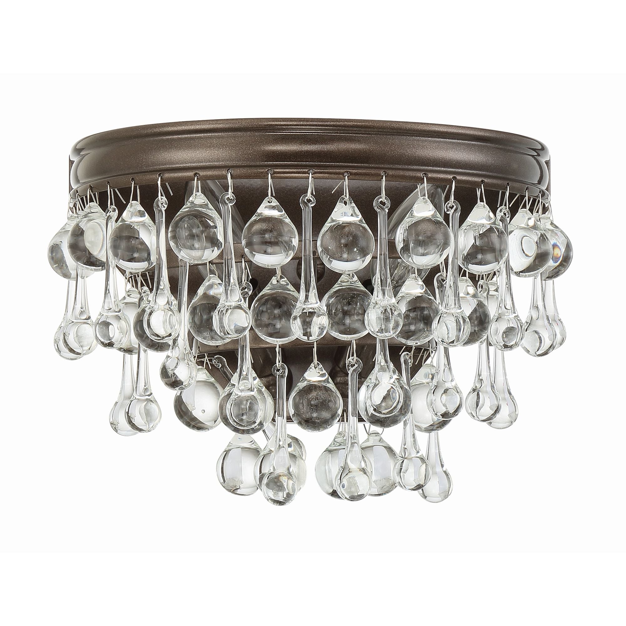 Calypso 2 Light Crystal Teardrop Vibrant Bronze Sconce Clear Glass Drops 10.75"W x 7.25"H x 6.25"D