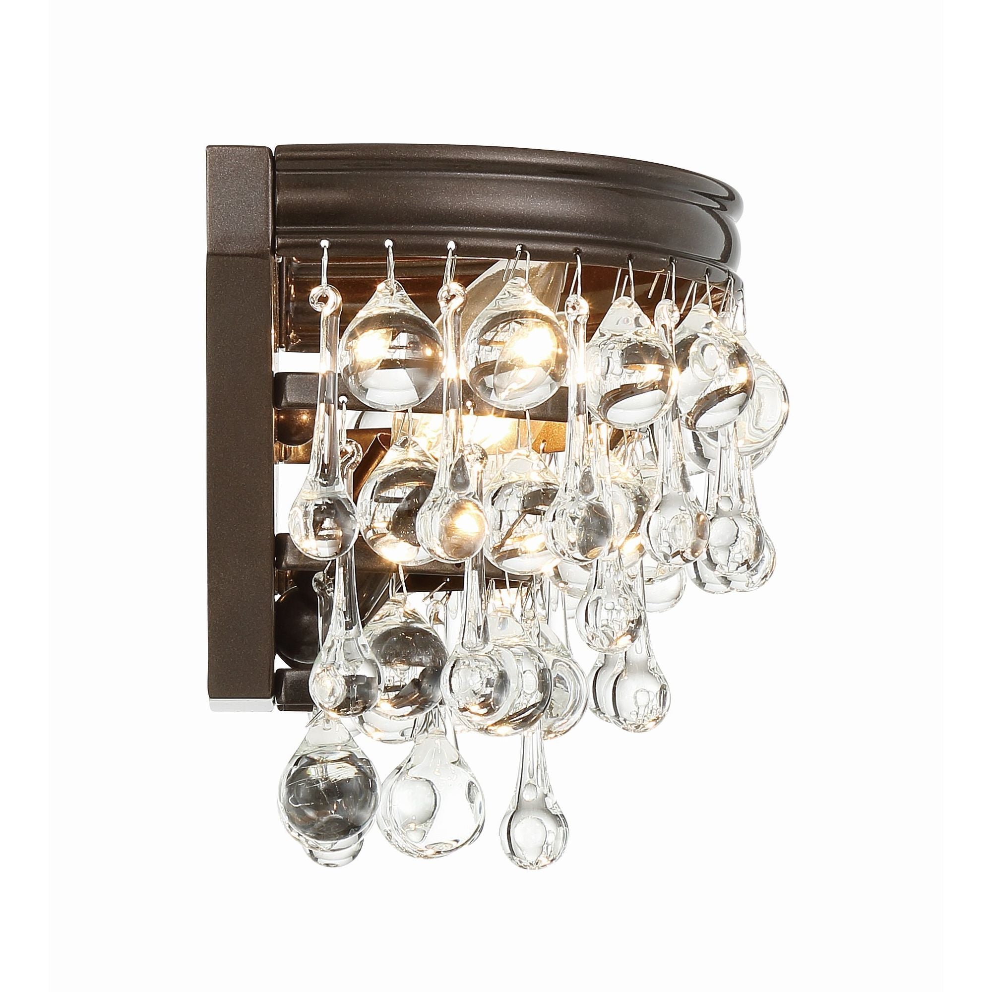 Calypso 2 Light Crystal Teardrop Vibrant Bronze Sconce Clear Glass Drops 10.75"W x 7.25"H x 6.25"D