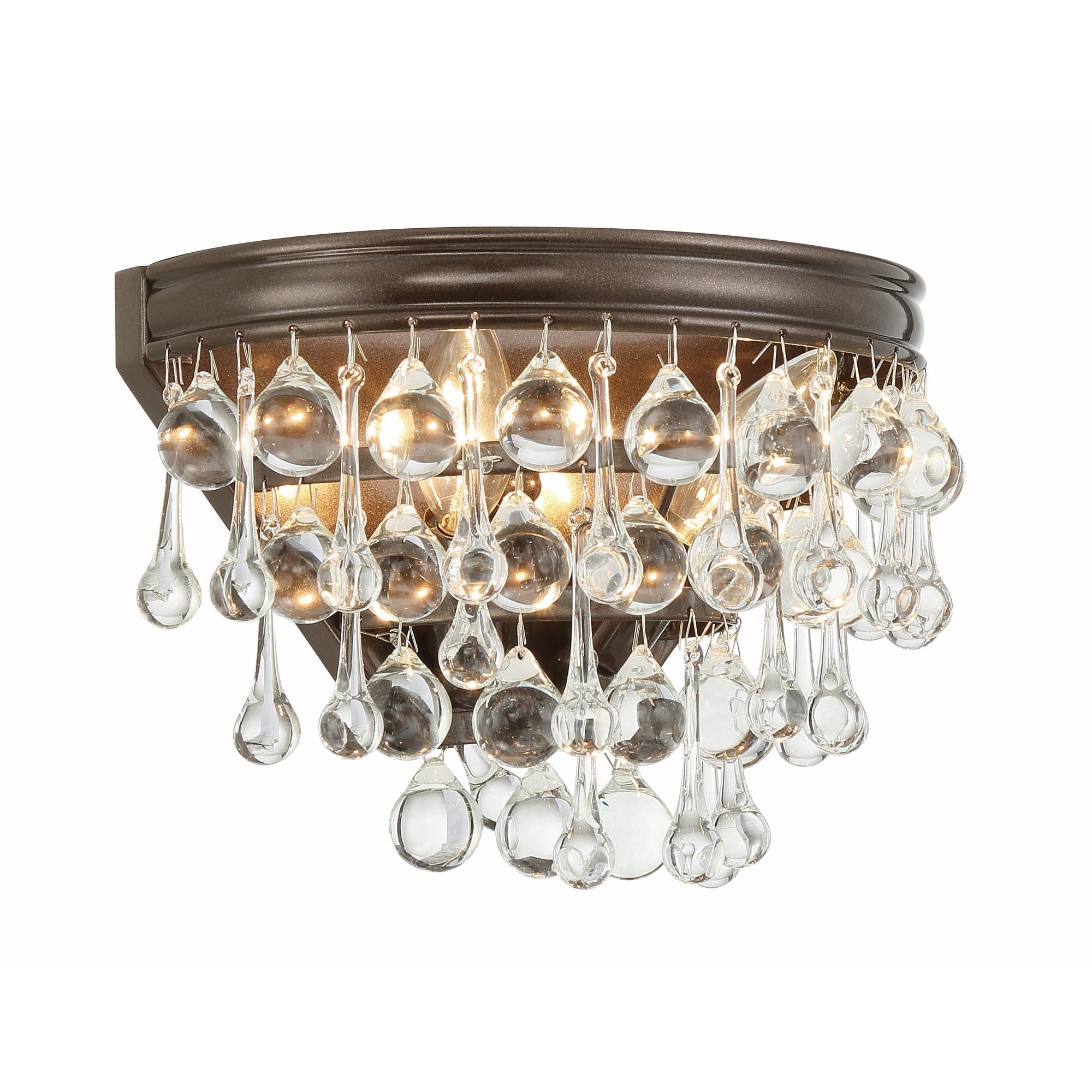 Calypso 2 Light Crystal Teardrop Vibrant Bronze Sconce Clear Glass Drops 10.75"W x 7.25"H x 6.25"D