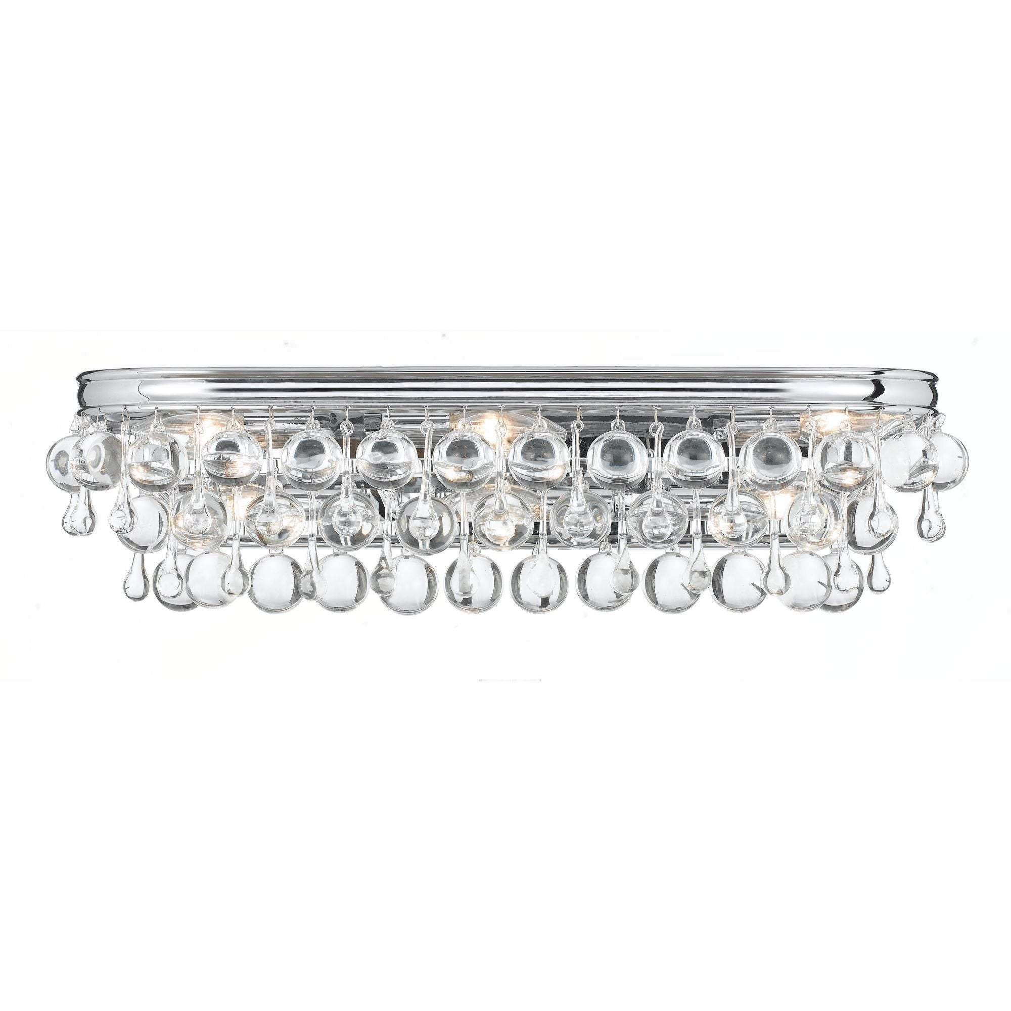 Calypso 6 Light Crystal Teardrop Polished Chrome Sconce Clear Glass Drops 23"W x 6"H x 6"D